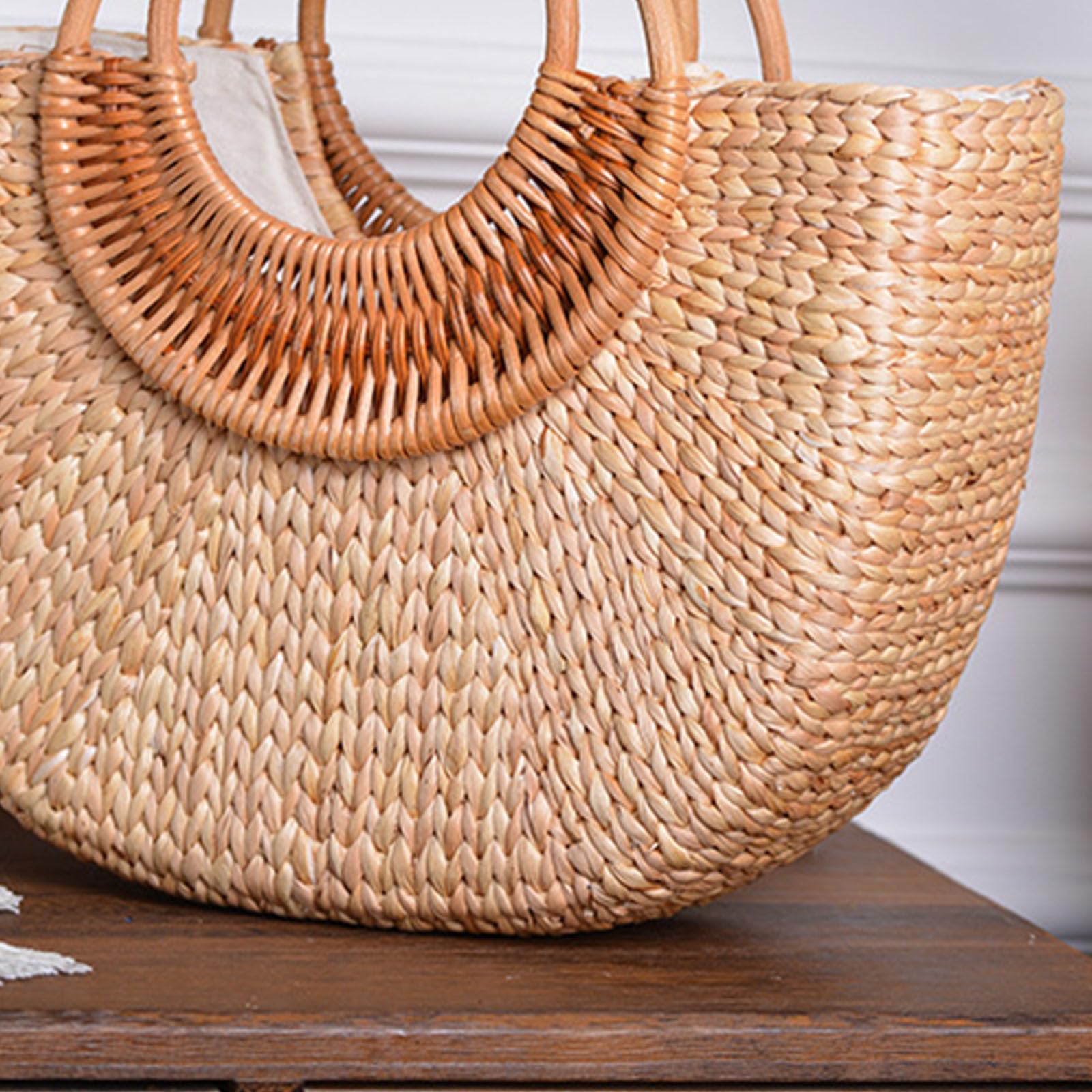Elegante borsa paglia per donna Borsa con manico superiore Elegante borsa da spiaggia intrecciata a mano quotidiana per le vacanze alla da donna