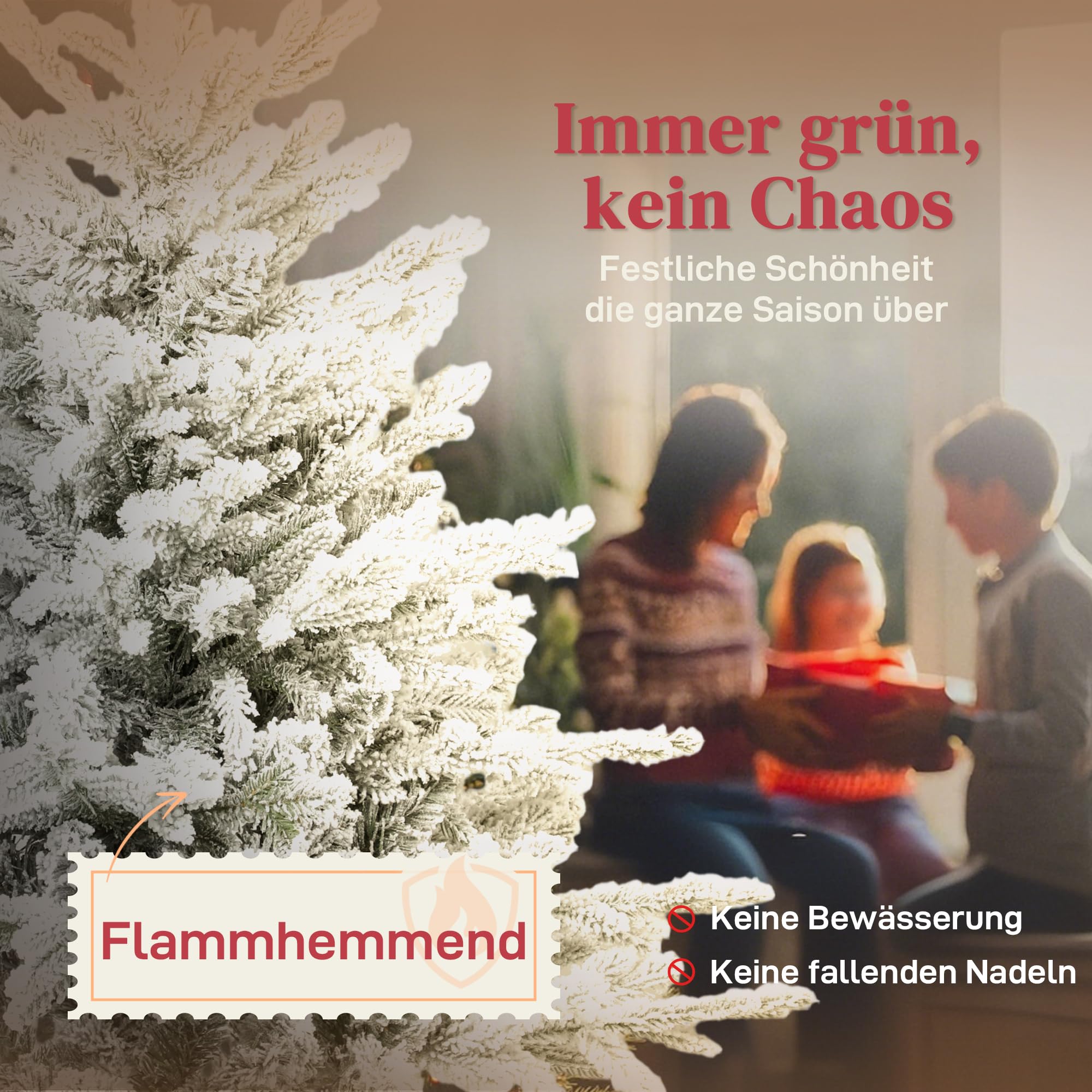 HOMCOM Künstlicher Weihnachtsbaum 150cm mit Schnee 1162 Zweigen Grün | Christbaum, Kiefernbaum mit Klappbarem Metallständer
