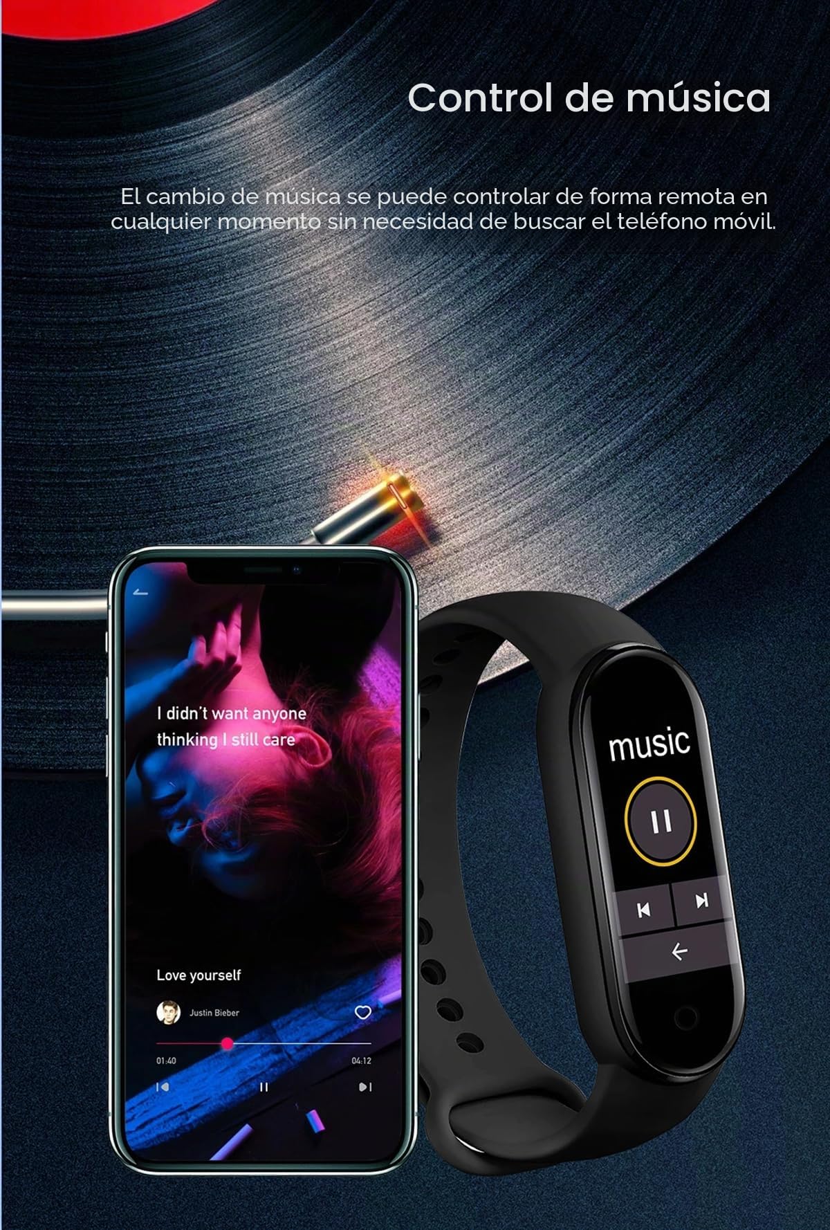 Banda Inteligente M8 8 Frecuencia Cardíaca Oxigenación IP67 Impermeable Sueño Carga Magnética (Negro)