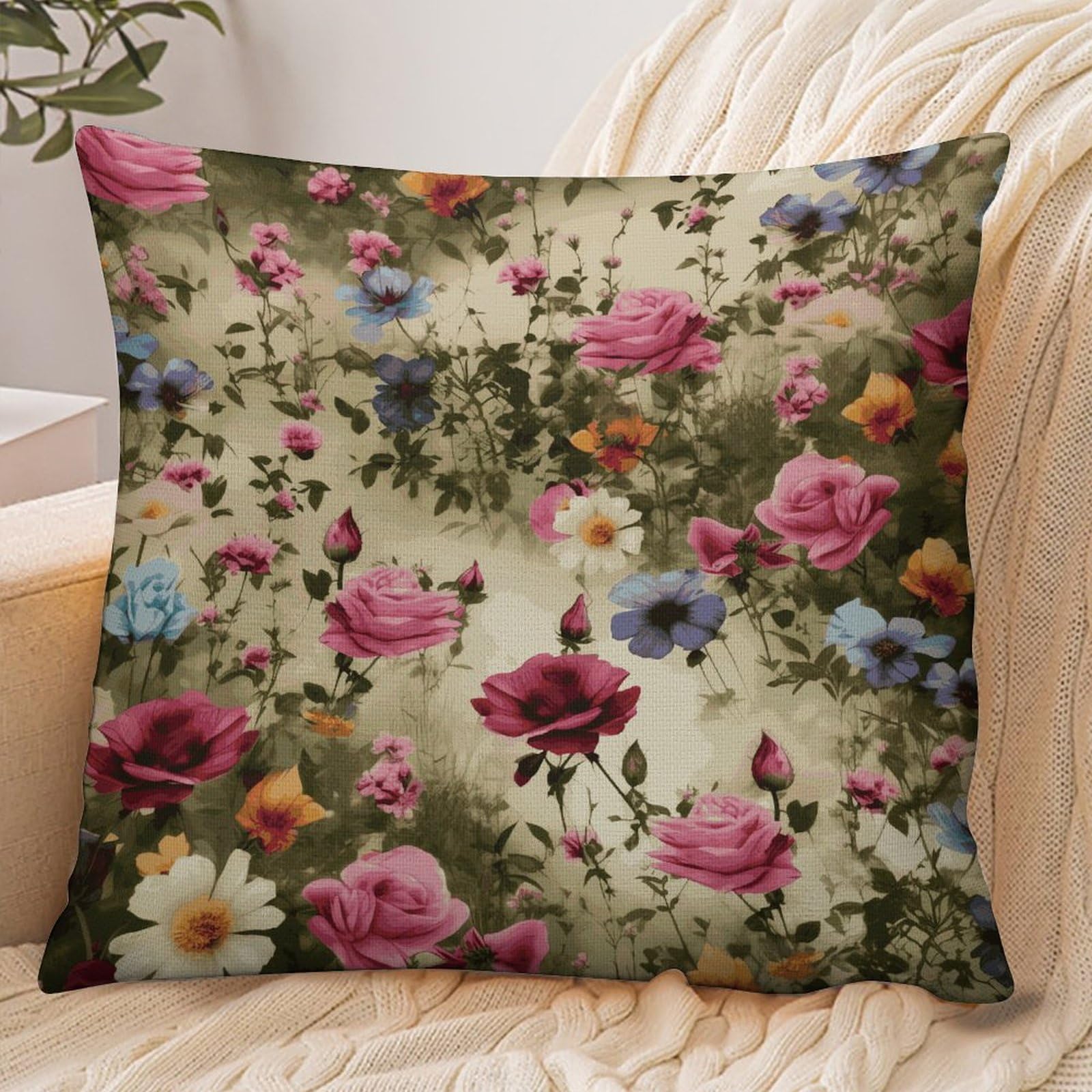 Fekiloot Style Garden Blooming Wildflowers Pillowcase Pillow Sham Pillow Case