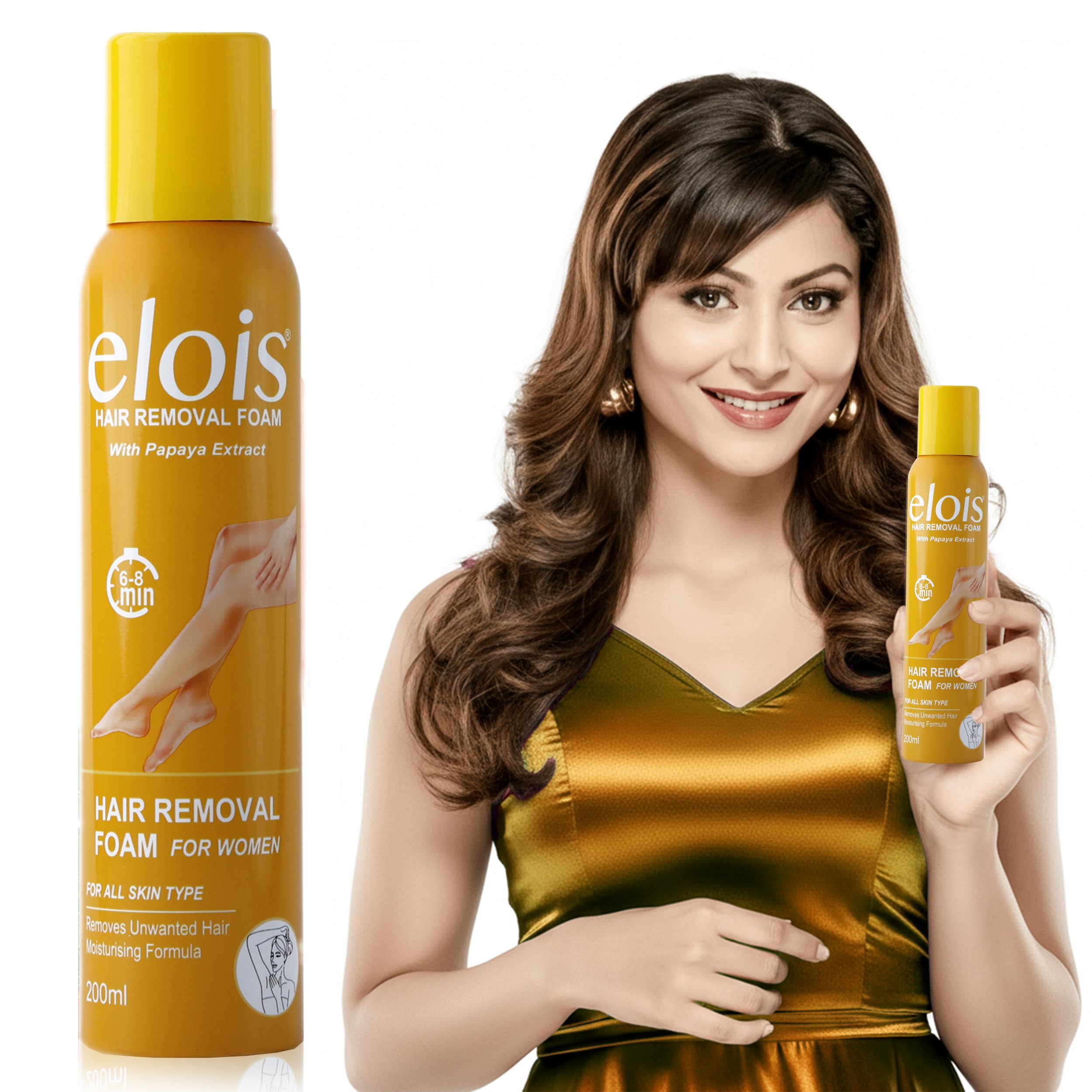Elois Hair Removal Foam Spray For Women Painless Hair Removal For Arms Underarms Legs & Bikini Line With Papaya Extract Suitable For All Skin Type 200ml (Pack of 1, Papaya)-image-26