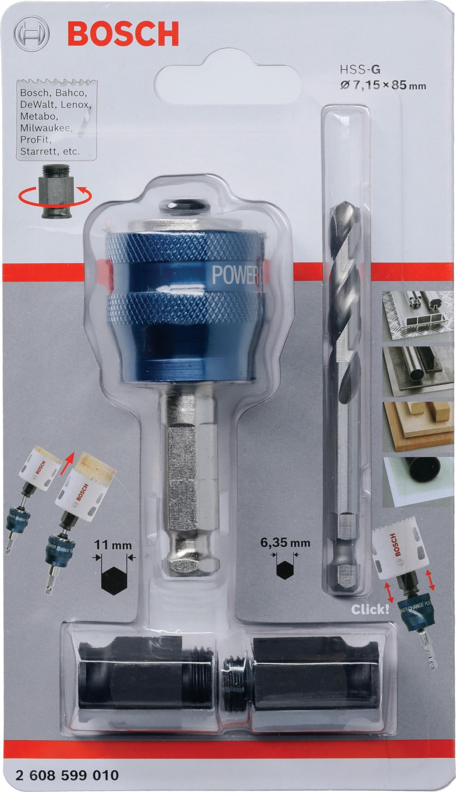Bosch Professional 4 pièces Kit de démarrage Power Change Plus (pour passer au Power Change Plus, accessoires pour perceuse-visseuse)
