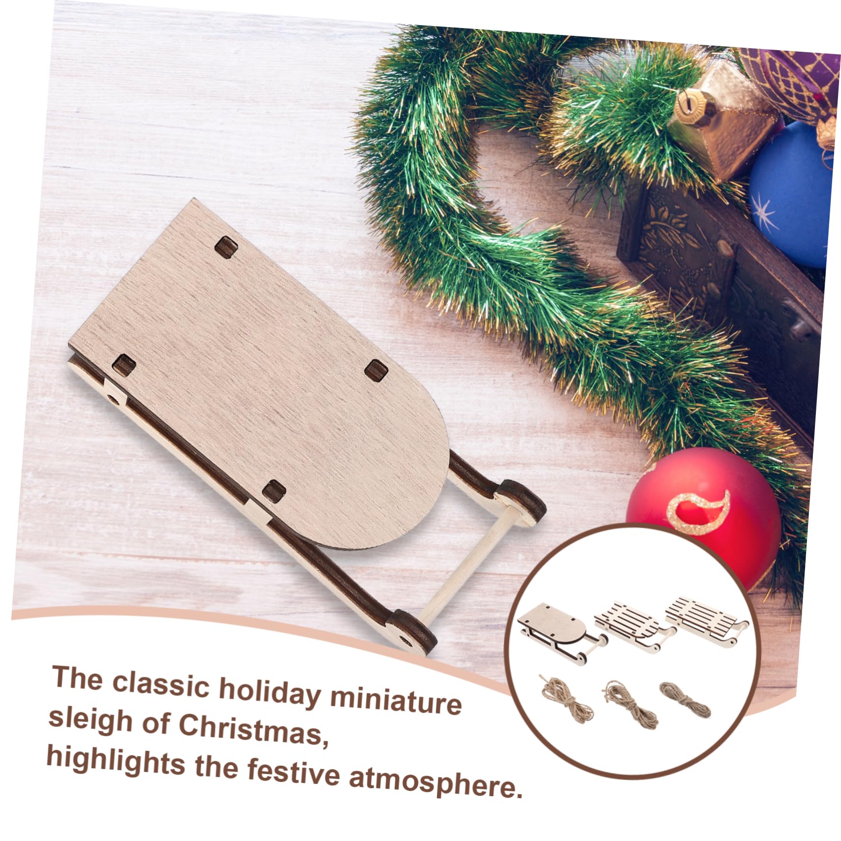 Cabilock 4 Sätze Miniatur Holzschlitten Unbemalte Weihnachtsdekoration Für Kreative Bastelideen Für Tischdeko Und Festliche Anlässe 12 Stück * 4