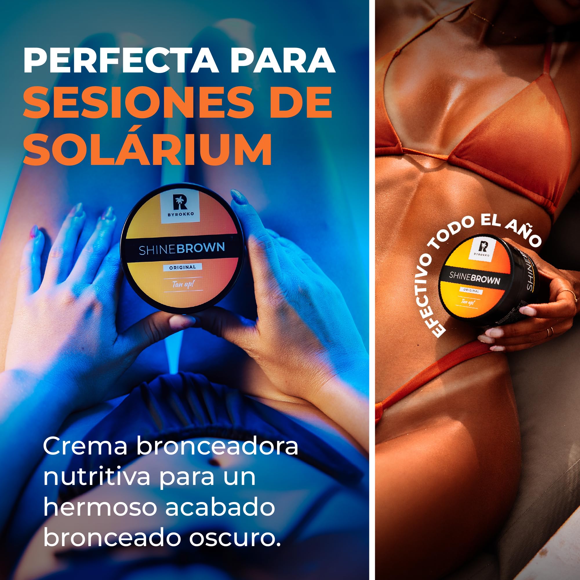 Acelerador del Bronceado BYROKKO Shine Brown 210 ml - Crema de Bronceado Rápido para Solárium y Exterior, Potenciador del Bronceado, Hidratante, Resistente al Agua, Rica en Aceites