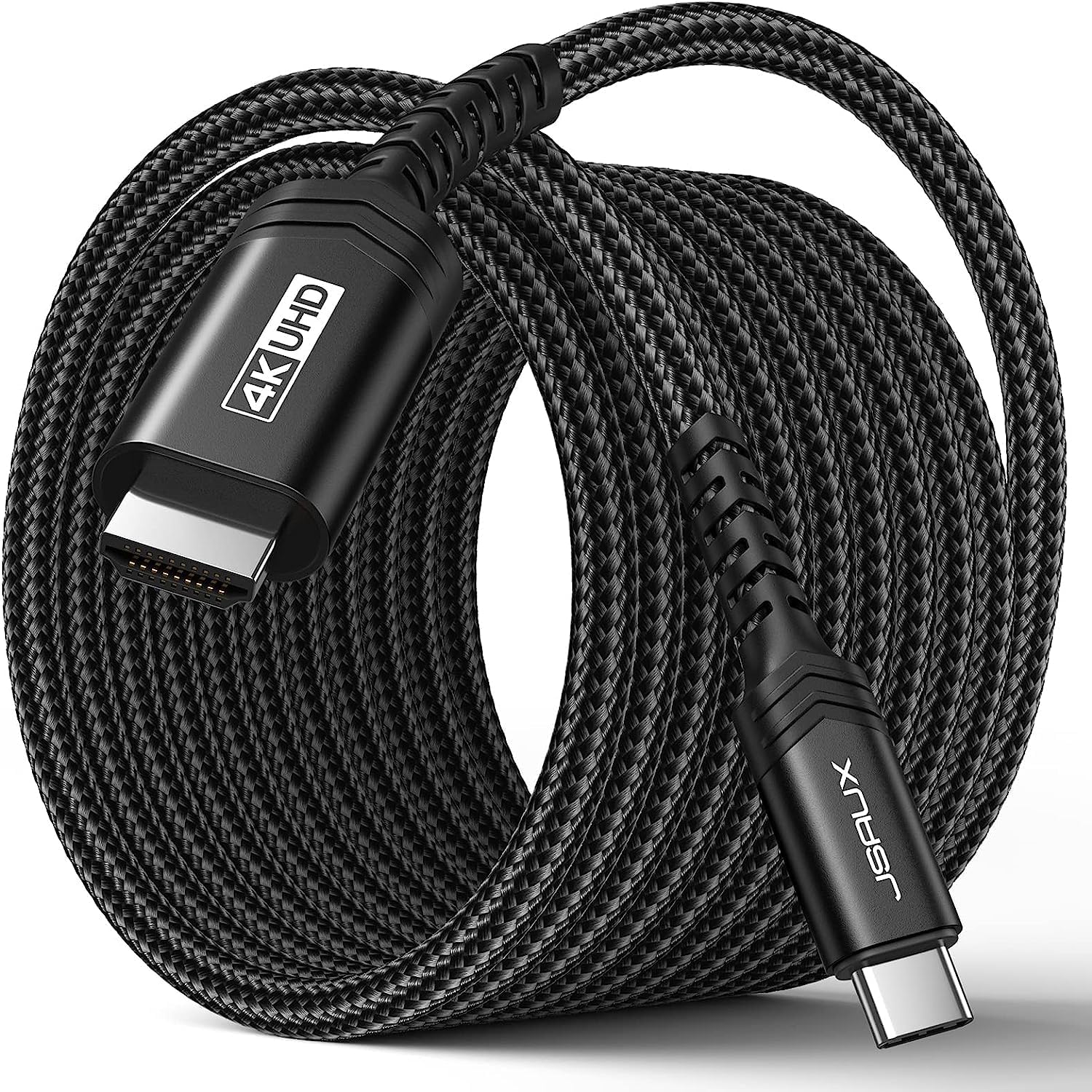 USB C to HDMI Cable 10ft | 4K@60Hz | USB 3.1 Type C to HDMI 2.0 Cord for Home Office, (Thunderbolt 3/4 Compatible) with iPhone 16 Pro Max, MacBook Pro/Air, Galaxy S8 to S24, iPad Pro, iMac-Black