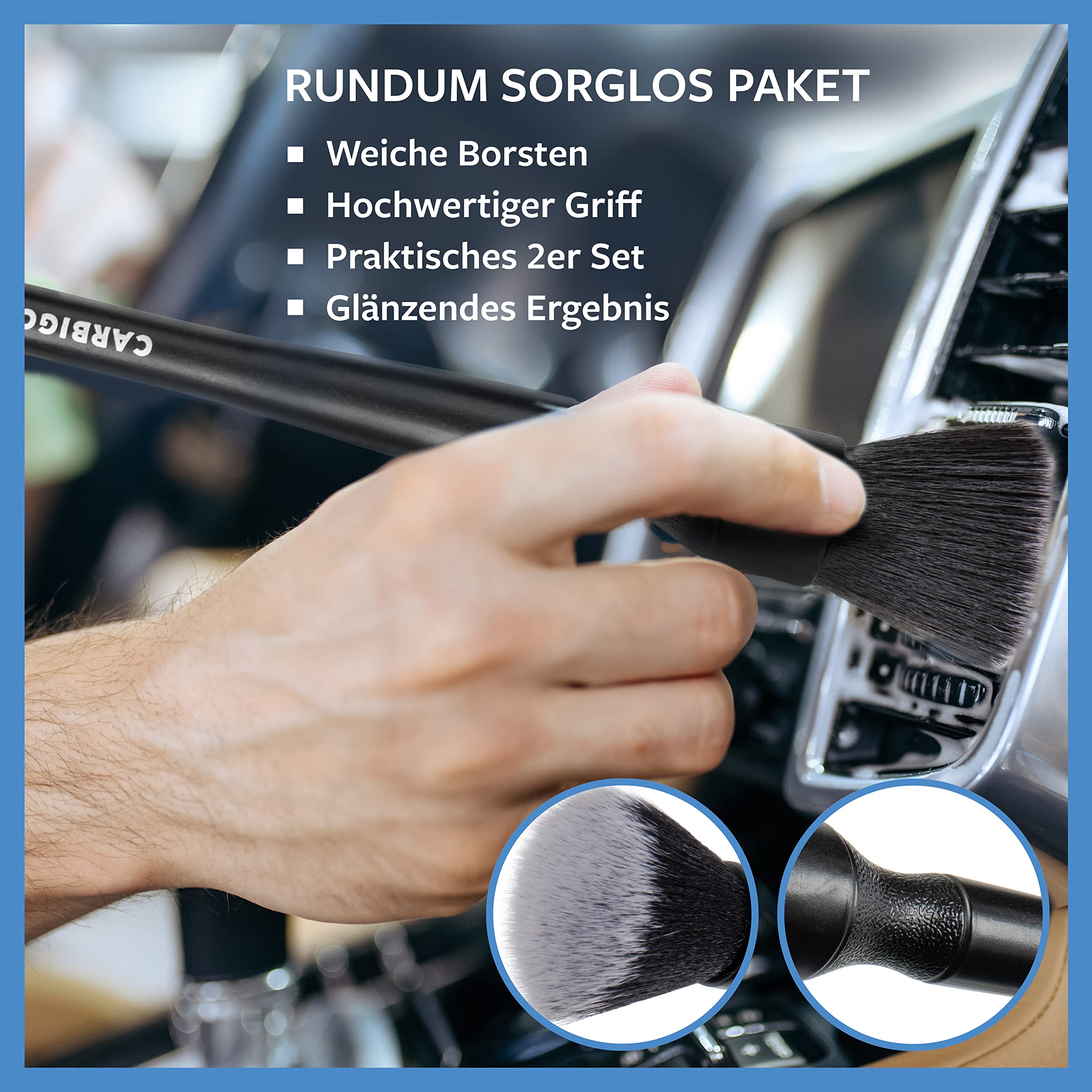 CARBIGO Profi Autopinsel Set - 2er Set Weiche Reinigungspinsel Für Auto Detailing
