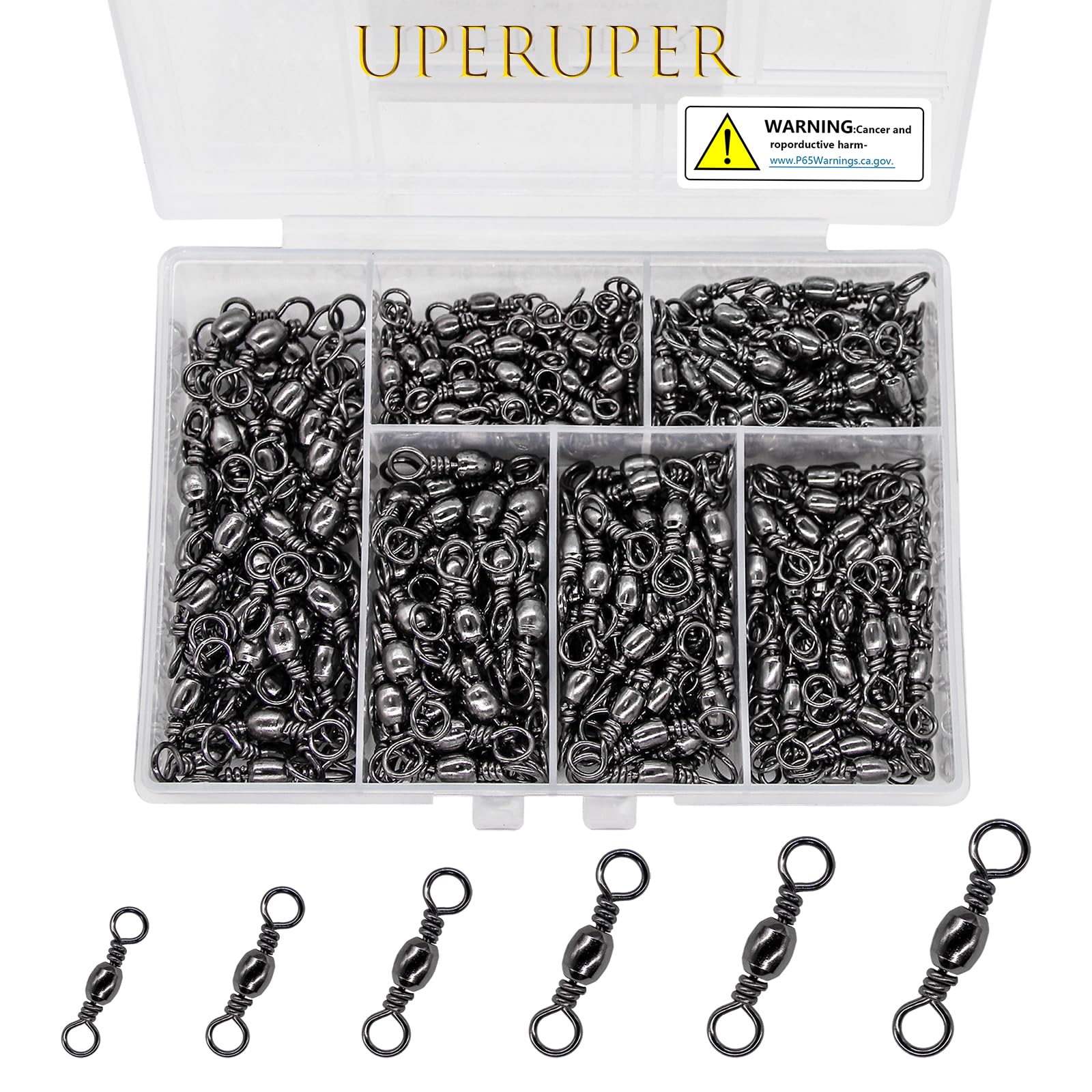 Fishing Barrel Swivels Kit, 300pcs Stainless Steel Rolling Bearing Snap Connector for Saltwater Freshwater Fishing#2#3#4#5#6#7