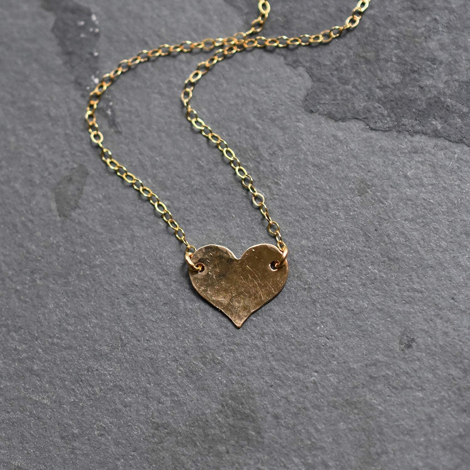 Designed By Stacey Handmade 14K Gold-Filled Necklace, Pretty Hammered Heart Pendant Jewelry, Dainty Gifts for Women, Christmas Birthday, Anniversary, Wedding, Homecoming, 16 to 18" Adjustable Chain - Image 6