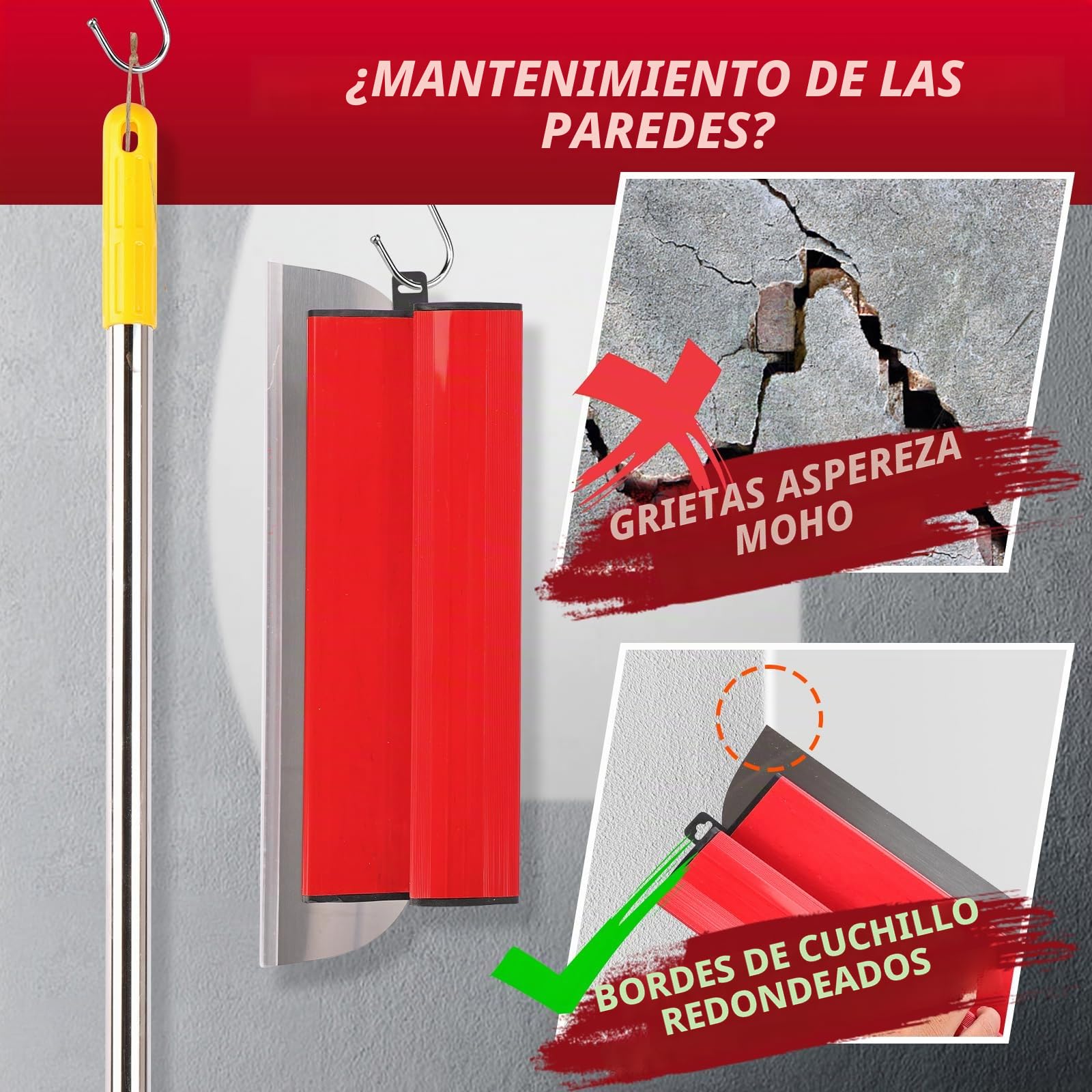 11Pcs Espatulas Pintura Pladur, con Mango Telescópico/Caja de Almacenamiento, Rascadores de Acero Inoxidable Perfectamente Lisos de 25/40/60/80 CM, para Cemento y Hormigón, Construcción en Seco