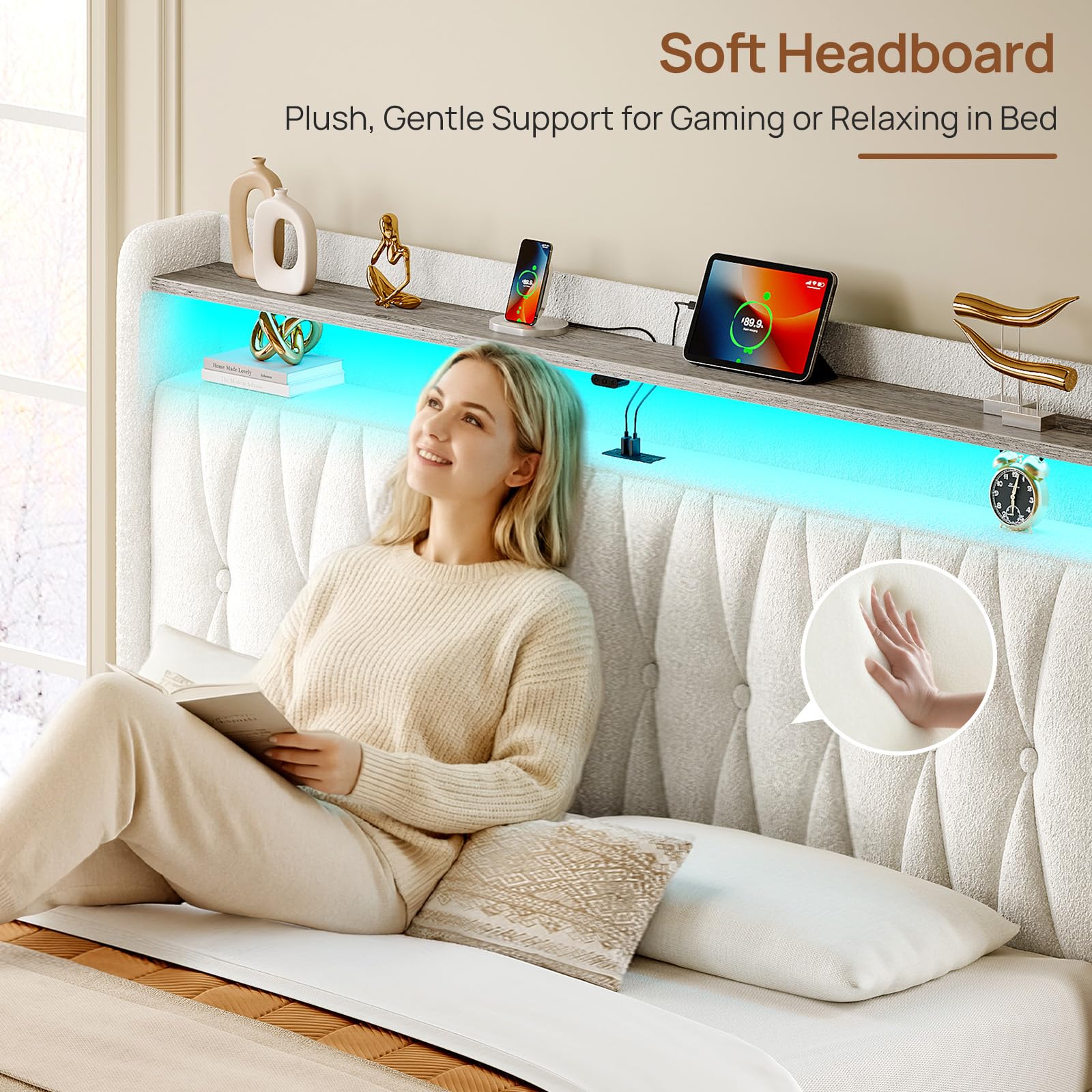 Amazon.com: Rolanstar Full Bed Frame with Drawers, Storage  display picture 1
