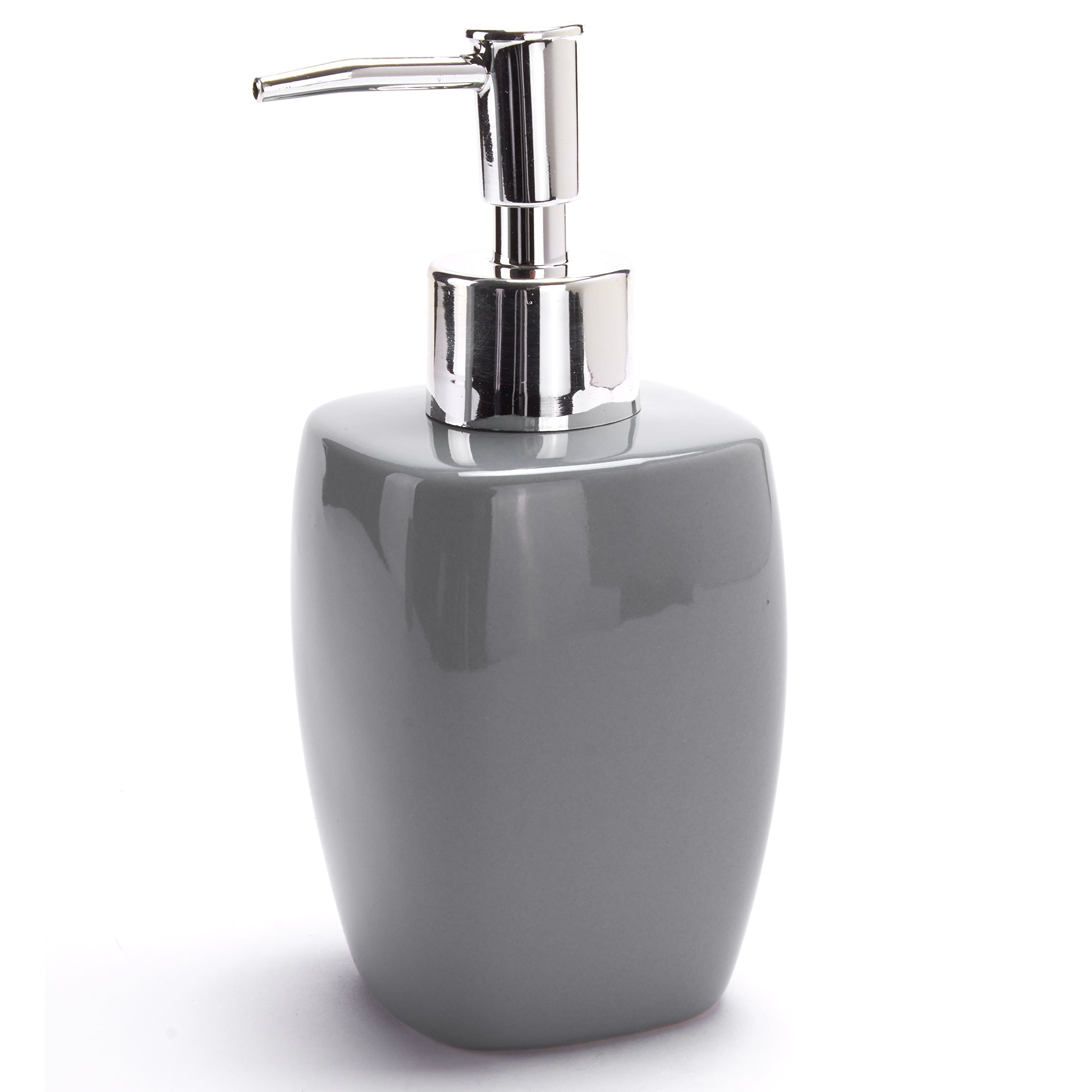 MSV - Juego de Accesorios de baño de cerámica de 3 Piezas - Dispensador de jabón - Jabonera - Vaso - Gris Antracita - Diseño Elegante y estético