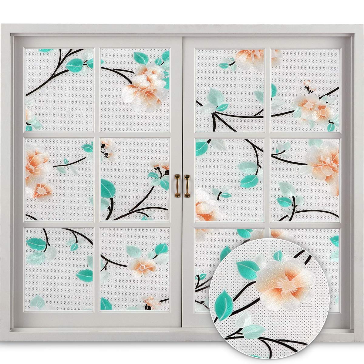 Window Privacy Film, Window Clings, 4D Decorative Window Vinyl, Stained Glass Window Decals, Static Cling Window Sticker Non-Adhesive