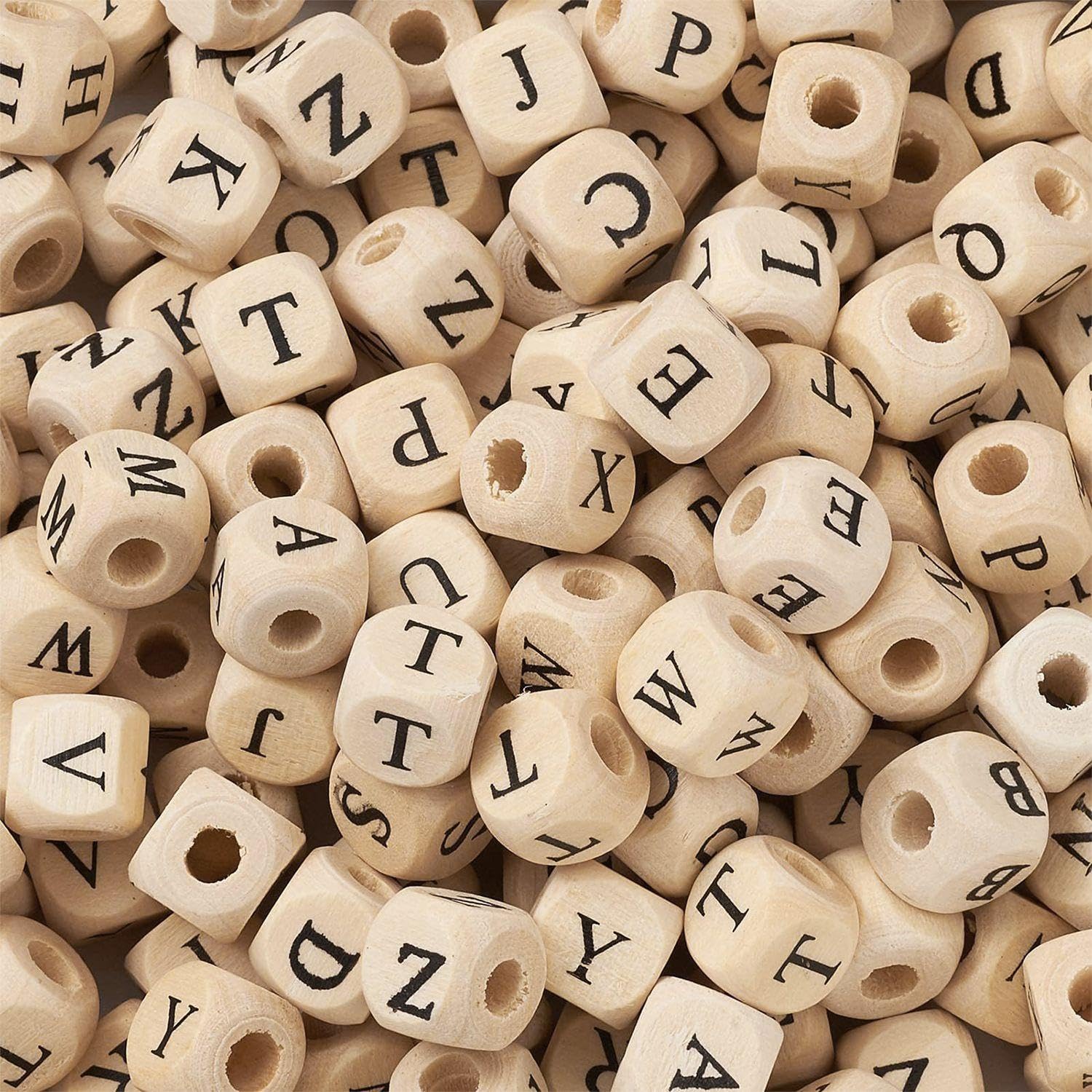 WUFGWBD 400 Pieces Of Square Alphabet Beads, Wooden Alphabet Beads, Children'S Beading Accessories - Image 4
