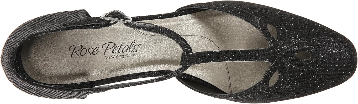 Rose Petals Women's Belle, Black Sparkle Fabric, 9 N US