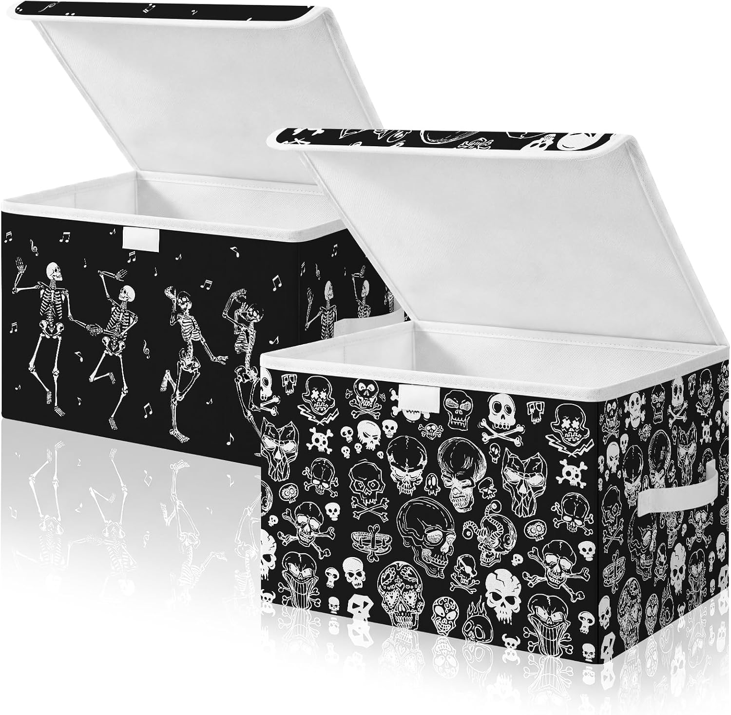 Fourluoo 2 Pack Halloween Fabric Storage Bins with Lids Carrying Handle