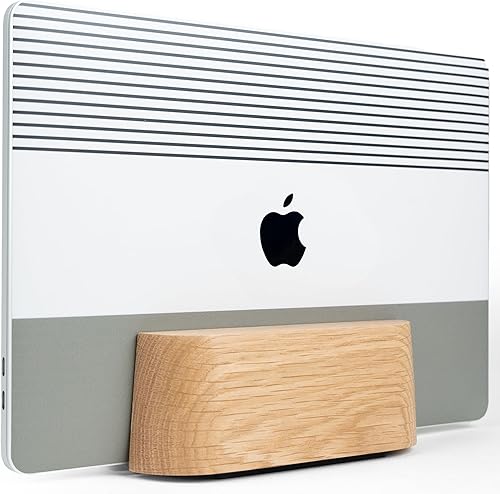 Miniatura 1 de Soporte vertical ajustable para computadora portátil, soporte de madera para laptop, soporte para MacBook Pro, base de aire Mac de madera (roble