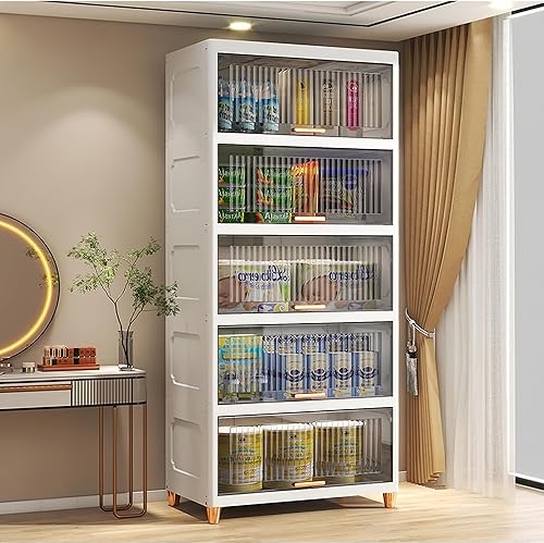 Contenedores de almacenamiento de plástico 5 cajones abatibles, organizador de almacenamiento de plástico para el hogar, torre organizadora alta