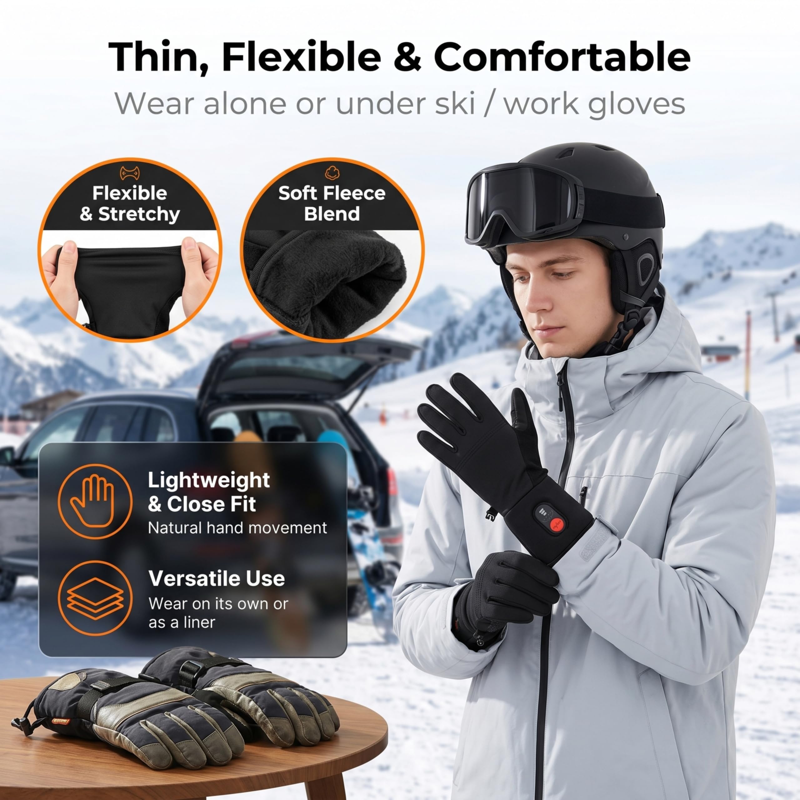 Sun Will Raynaud Guanti riscaldati per uomo e donna, batteria ricaricabile, guanti riscaldati sottili, termici invernali per ciclismo, guida, caccia, lavoro, corsa, campeggio, scaldamani per artrite