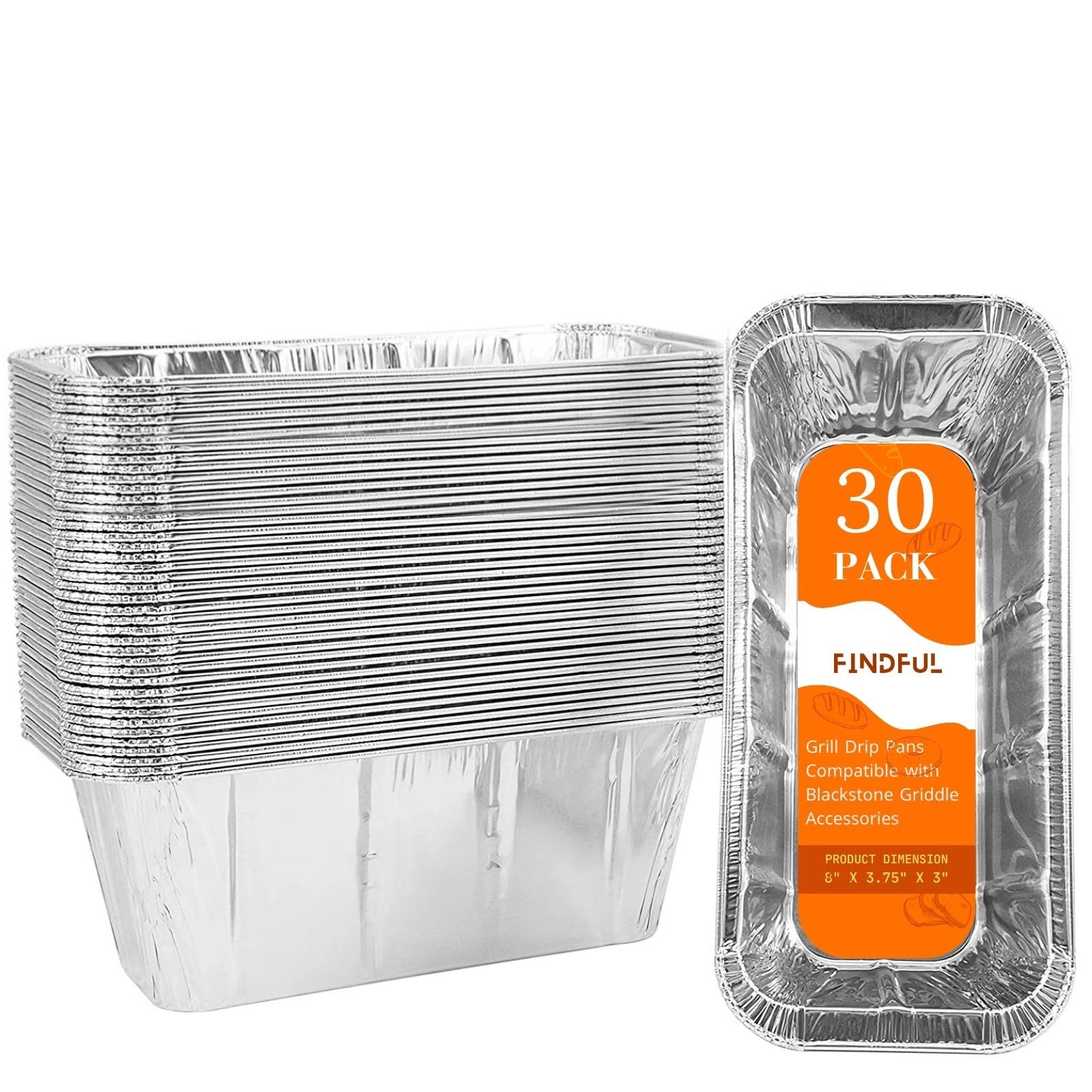Blackstone - Paquete de 30 forros de bandeja de goteo para parrilla, papel de aluminio desechables para parrilla Blackstone de 17, 22, 28 y 36 pulgadas, soporte para bandeja de goteo para parrilla