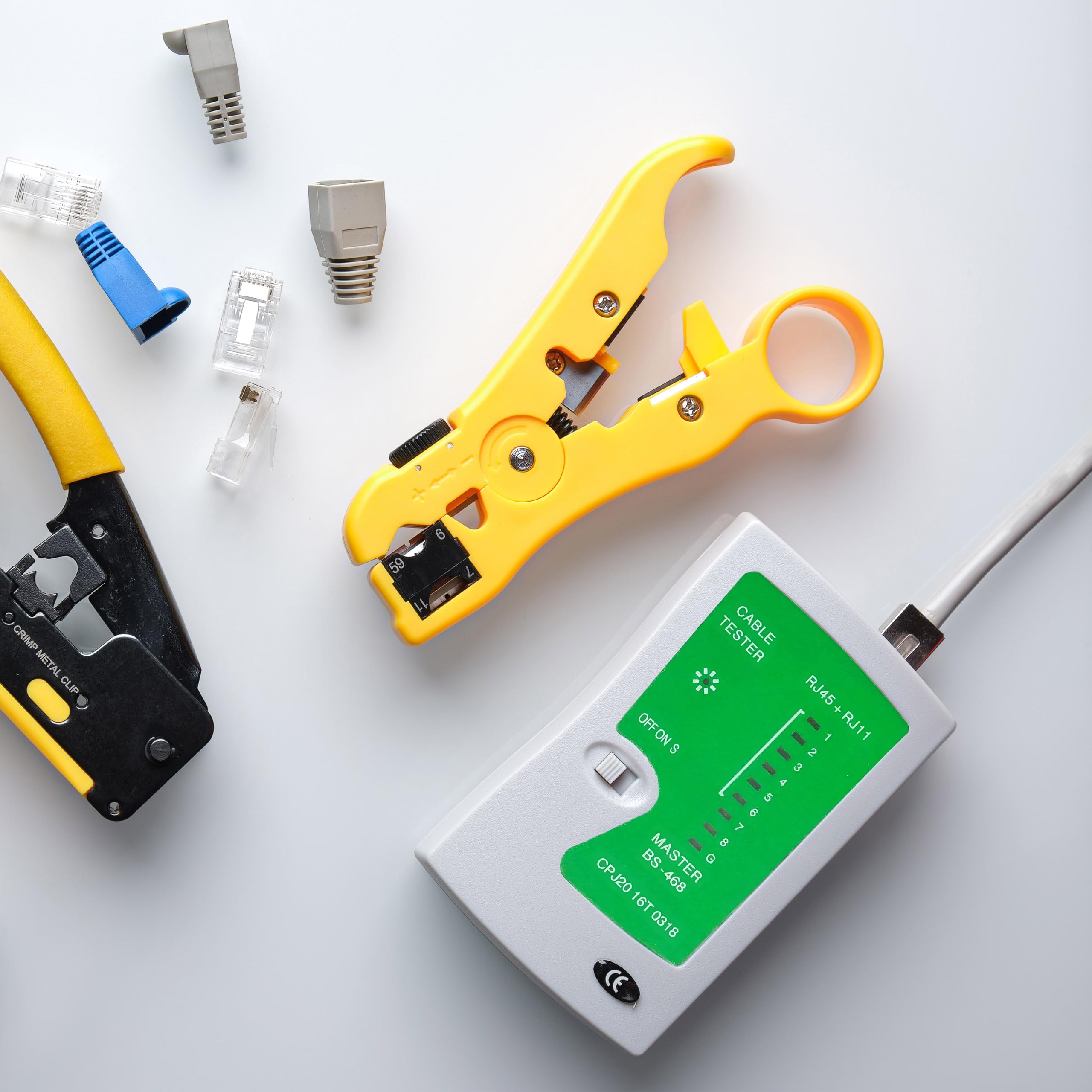 Retoo Tester Kabli Sieciowych RJ11/RJ12/RJ45, Tester Przewodów Krosowych LAN