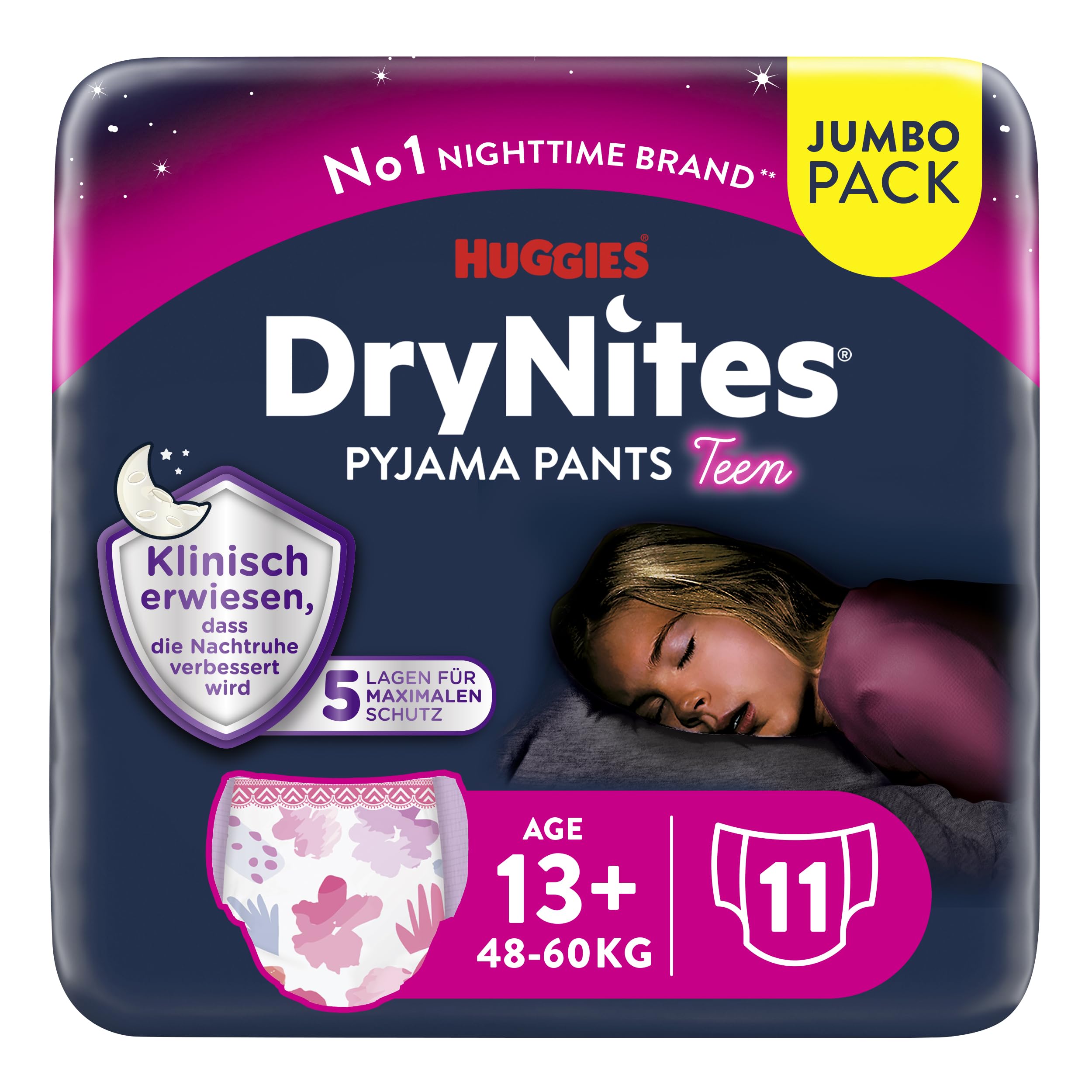 Huggies DryNites Nachtwindeln Mädchen, 13-17 Jahre, 33 St., Pyjama Pants
