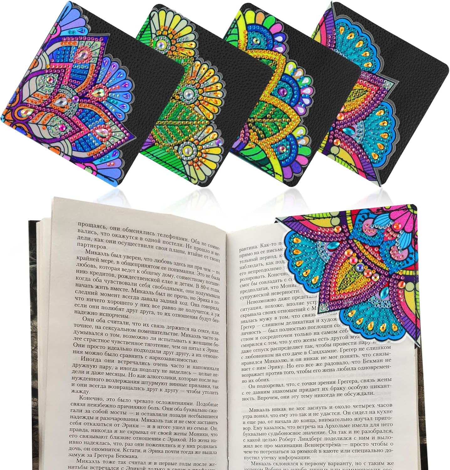 4 Pcs Diamond Art Bookmarks Kits 5D Triangle Diamond Art