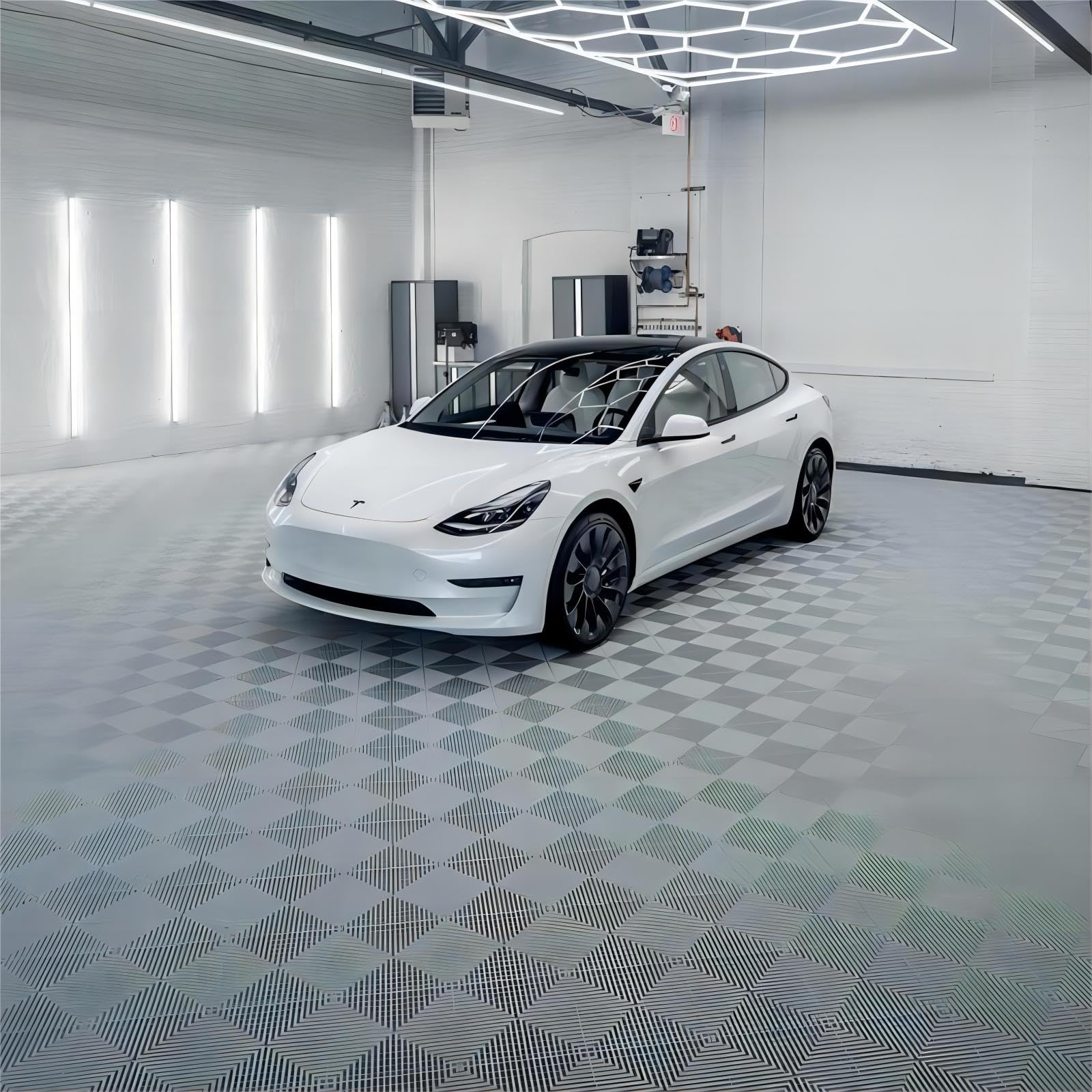 PP garage pavimento 20 pezzi officina pavimento 40×40CM garage pavimento stuoie 18MM spessore click piastrelle garage garage drenaggio tappetino per garage, all'aperto, piscina coperta (3.2m²)