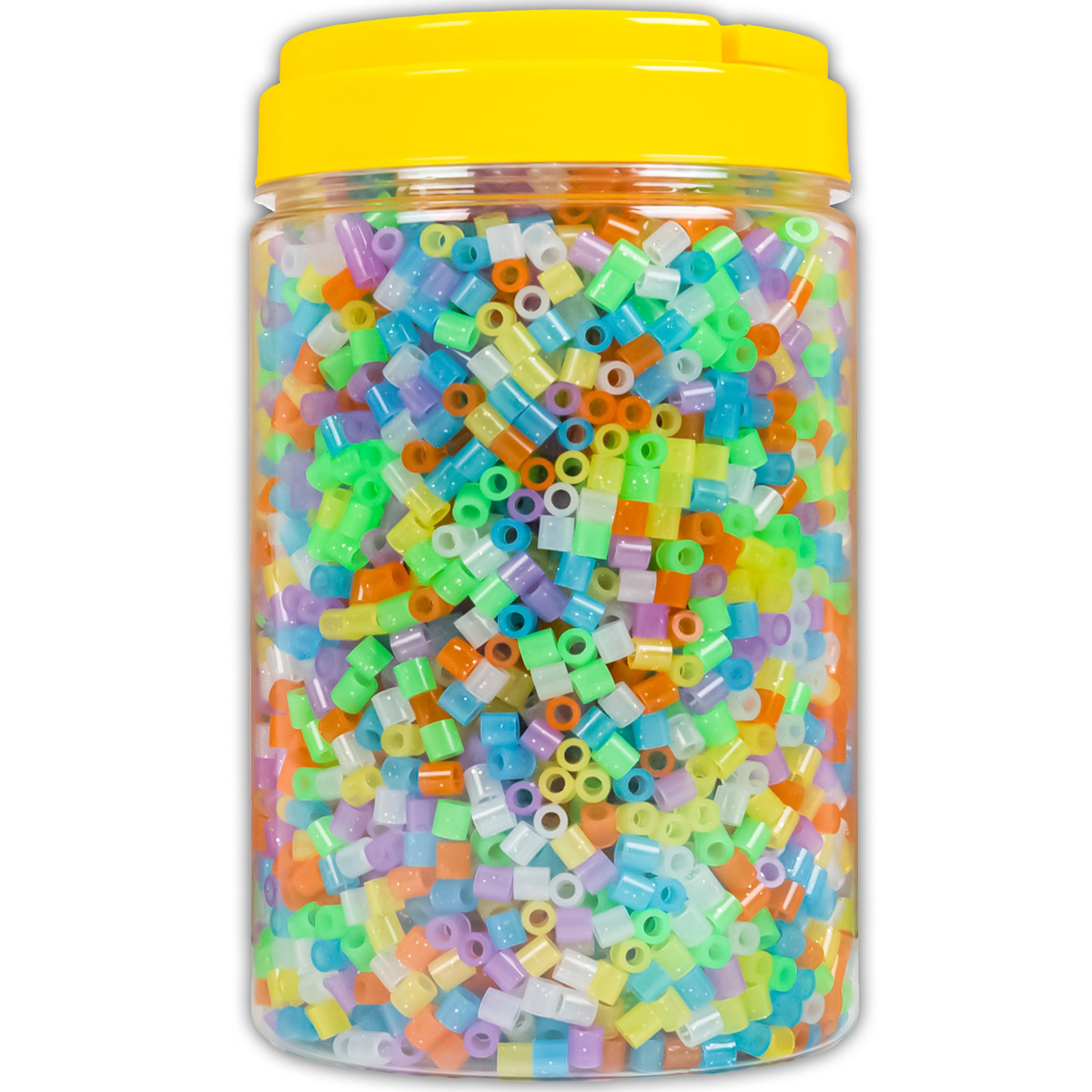 La Manuli Fuse Beads Glitter 5000 Pieces Midi (5mm) Ironing Beads with 2 Tweezers in a Reusable Jar