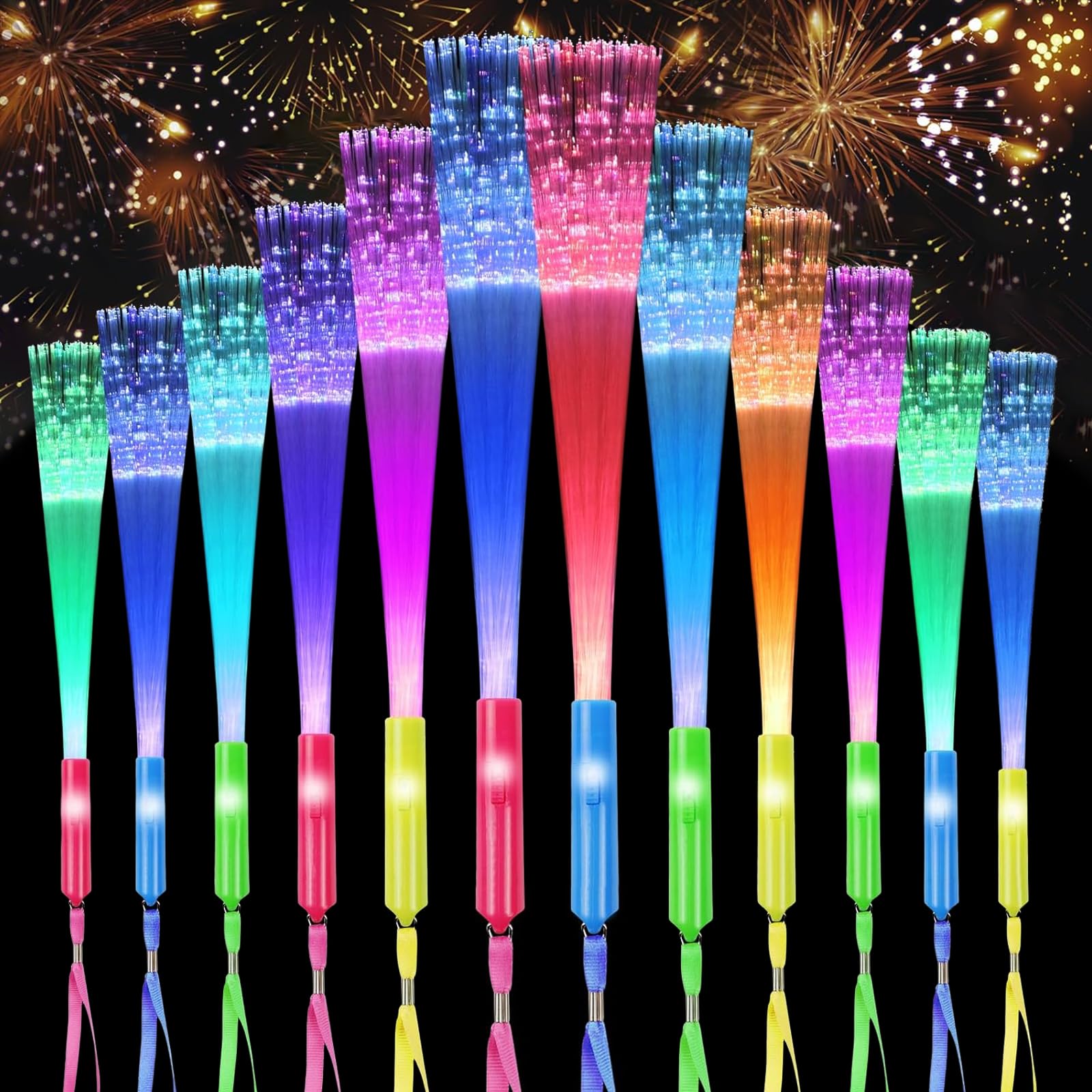 Cisixin 12 bastoncini luminosi, 7 colori lampeggianti, accessori al neon, si illuminano al buio, accessori per feste di Natale, accessori al neon