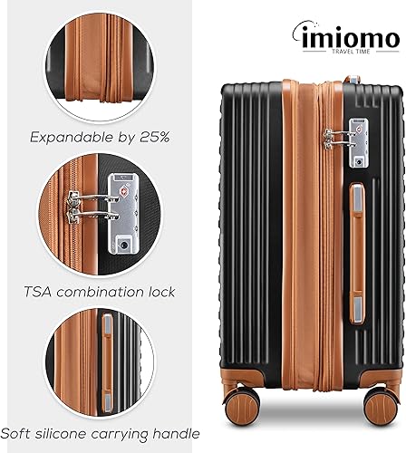 Miniatura 4 de imiomo Equipaje de mano de 20 pulgadas aprobado por aerolíneas rígidas, juego de 3 piezas, equipaje de viaje ligero con bloqueo TSA, maleta con