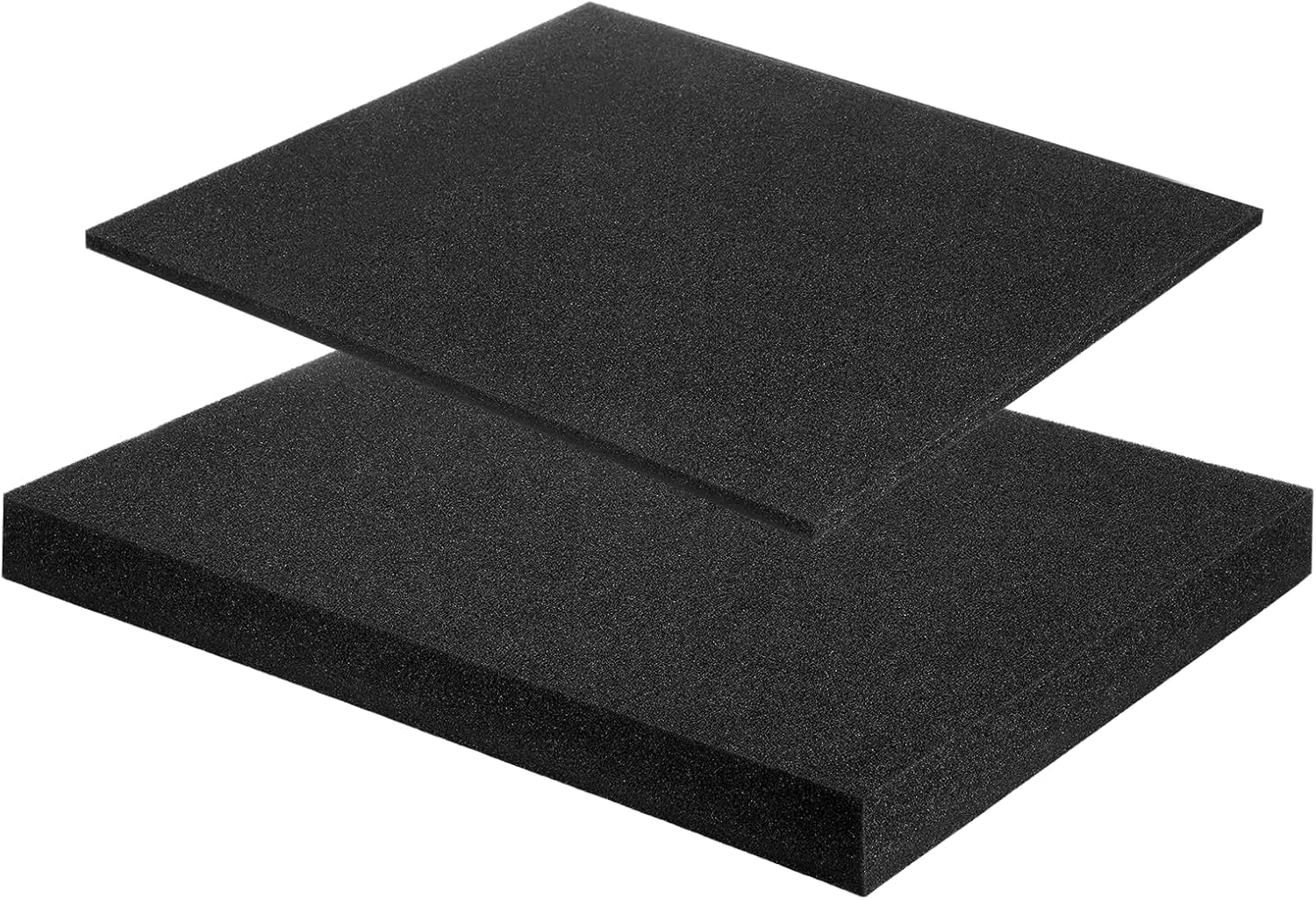 MECCANIXITY 2 Pcs Polyurethane Foam Inserts, 16"Lx12"Wx1.6"T & 12"Lx12"Wx0.4"T Cuttable Polyurethane Pick and Pluck Packing Sheets Cushioning Padding for Cases Tool Box Game Box Camera(Black)