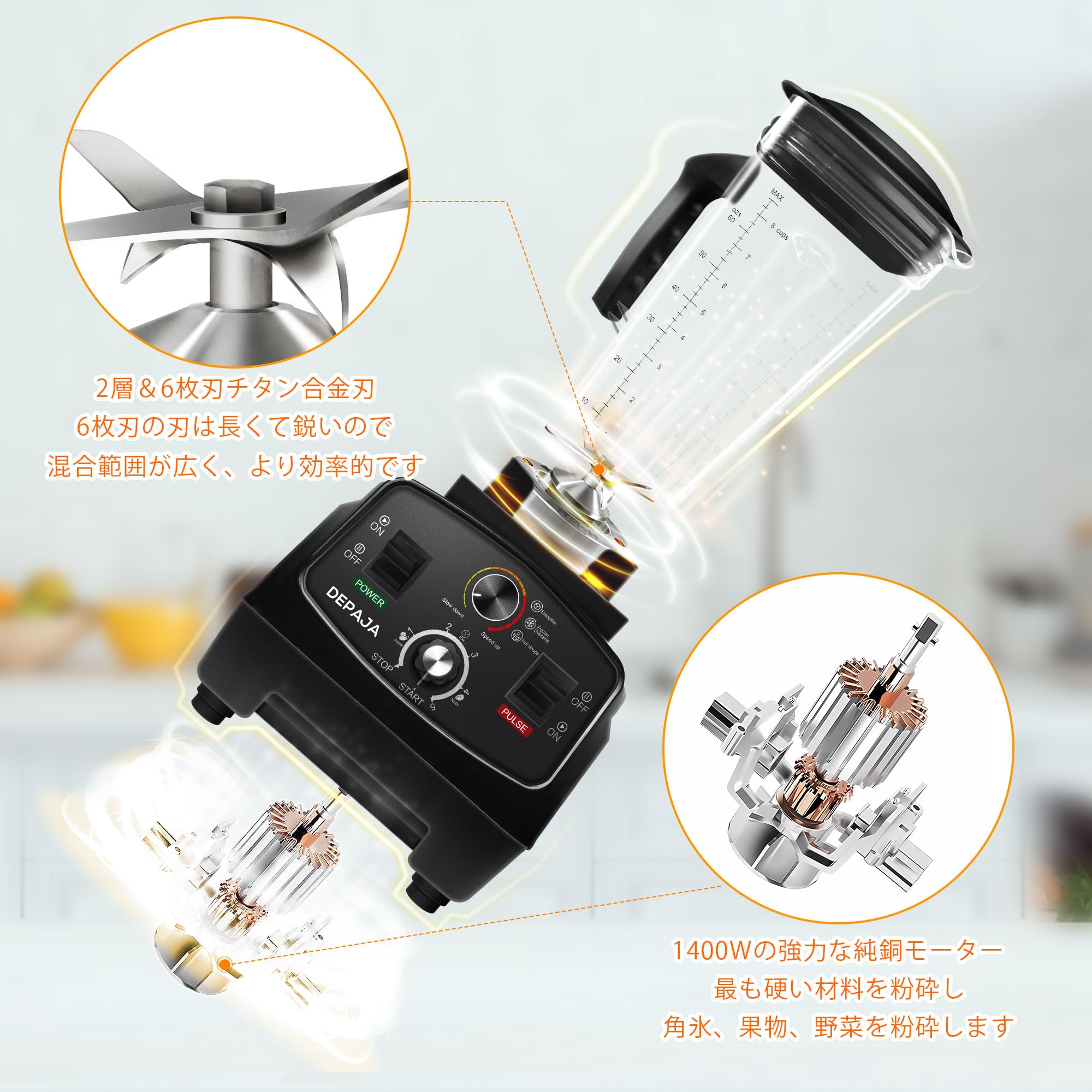 Amazon | DEPAJA ミキサー スムージーブレンダー 多機能 2L 大容量 5分