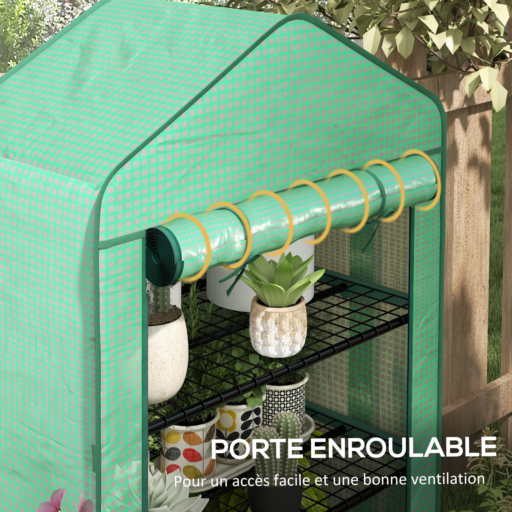 Outsunny Serre de Jardin PE avec Étagères 4 Niveaux 90 x 49 x 160 cm Vert