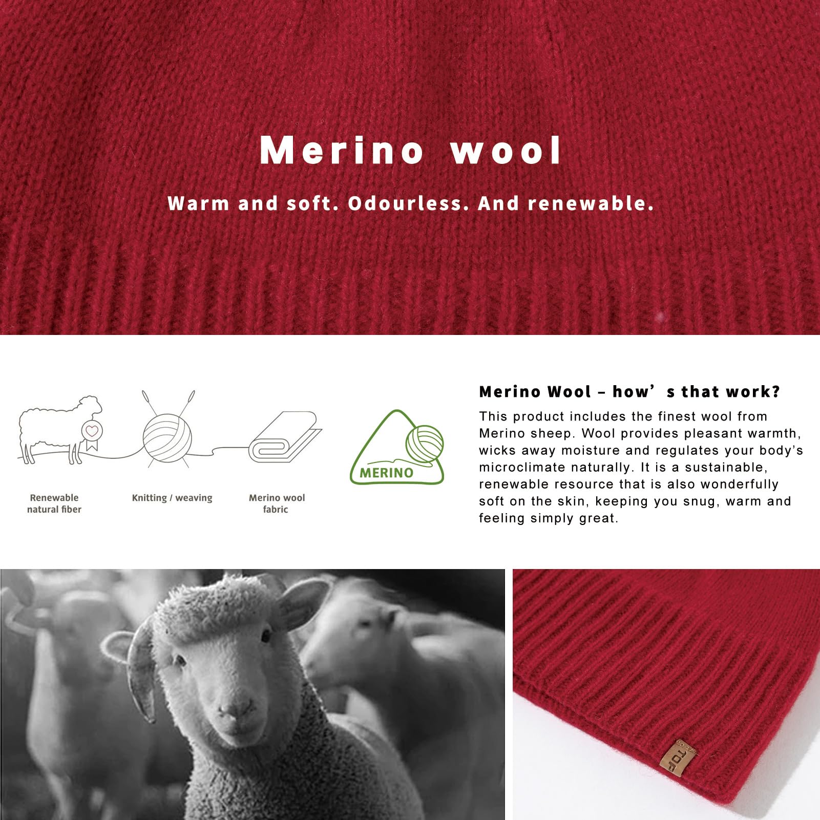 TOP-EX XL/XXL 100% wełna merynosów, czapka beanie, zimowa czapka wełniana, męska i damska, czapka z dzianiny, czapka rybaka beanie, czapka Trawler, ciepła polarowa podszewka