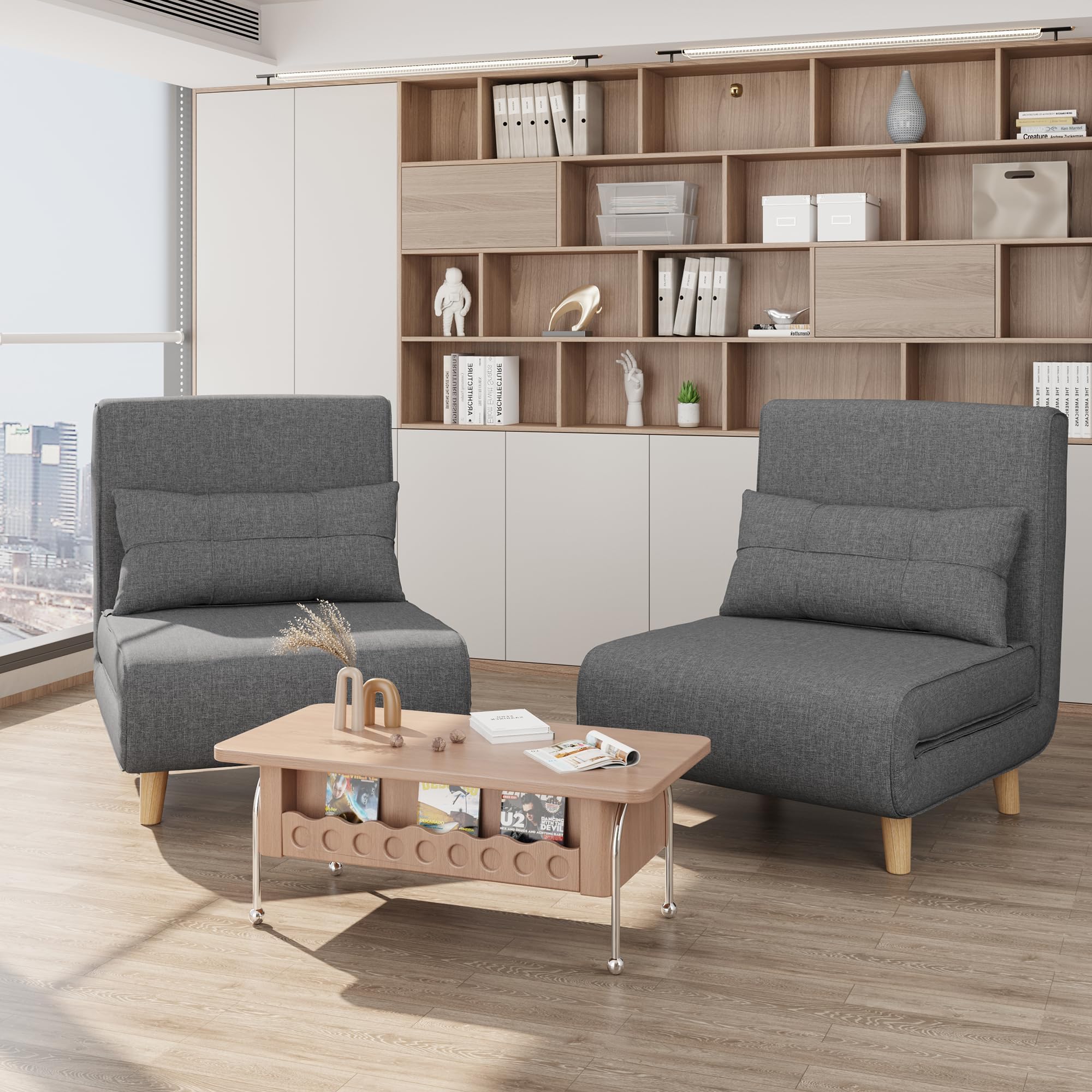Bealife Pufa z łóżkiem pojedynczym, Relax Lounger, Fotel łóżko z regulowanym oparciem, Fotel relaksacyjny do salonu, sypialni