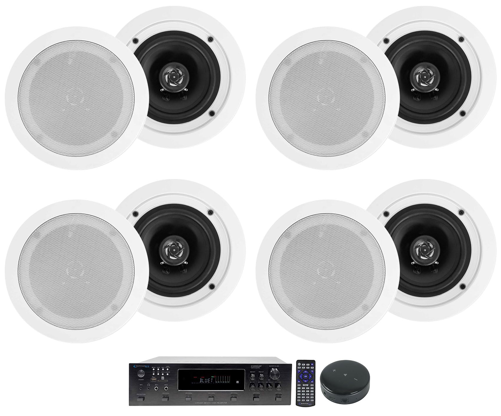 Audiosavings Bundle: (1) Technical Pro H12X500UBT 12-Speaker Home Theater Bundle with (4) Rockville HC55 5.25