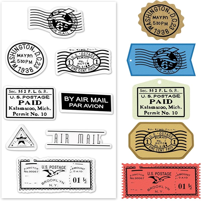 Mail Postmark Clear Stamps for Card Making Letter Stamp Pattern Clear Stamp Air Mail Words Transparent Silicone Stamps for DIY Scrapbooking Supplies Embossing Paper Card Album Decoration Craft