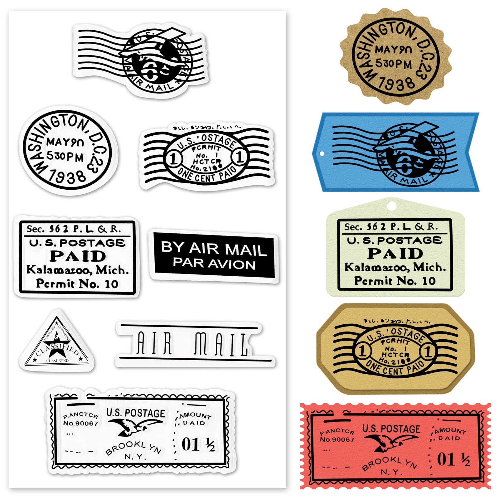 Mail Postmark Clear Stamps for Card Making Letter Stamp Pattern Clear Stamp Air Mail Words Transparent Silicone Stamps for DIY Scrapbooking Supplies Embossing Paper Card Album Decoration Craft