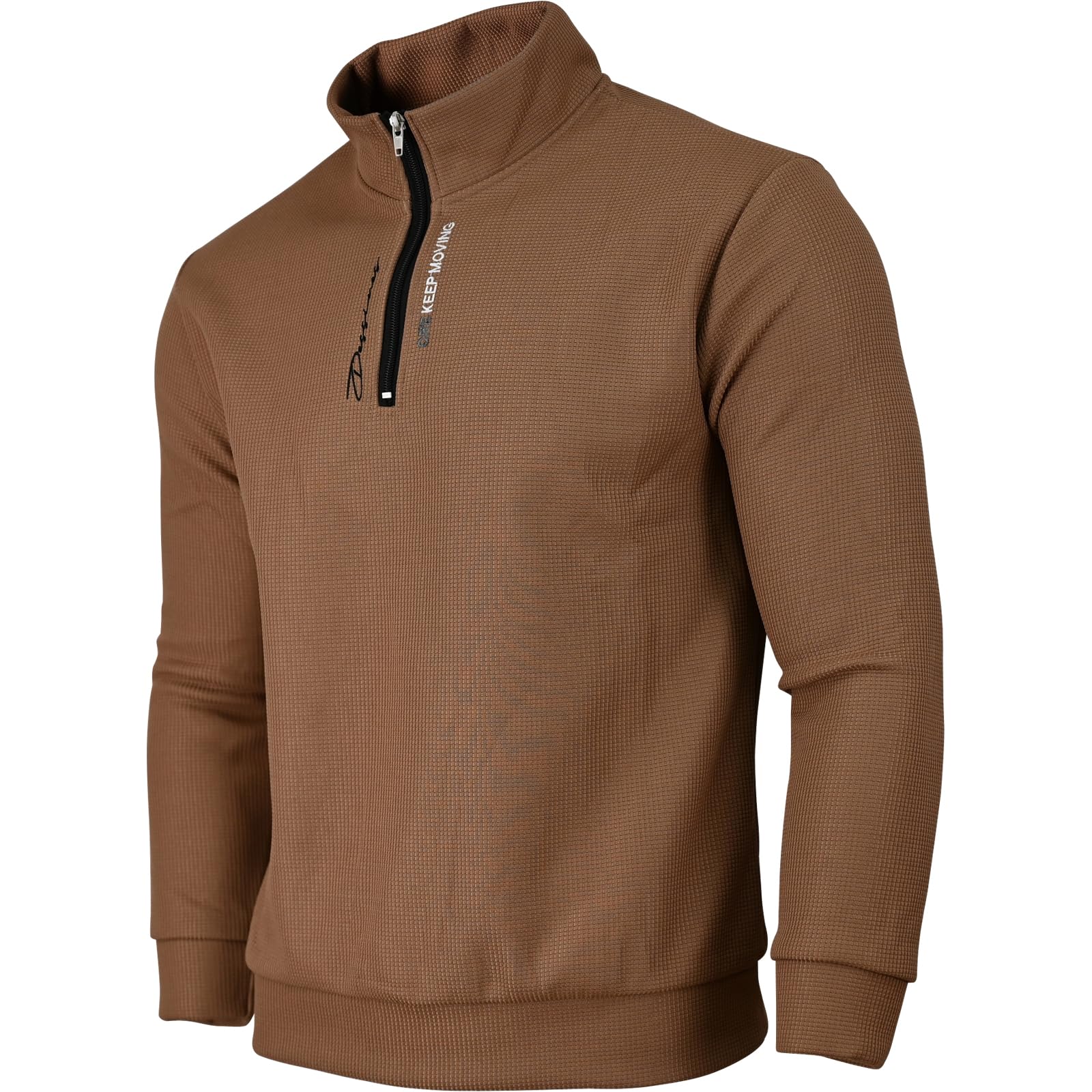 Soltice Herren Langarm Sweatshirt mit Brusttasche, Gestreifter Strickpullover mit Kragen, Meliert, Winter Baumwoll Poloshirt (M bis 3XL)