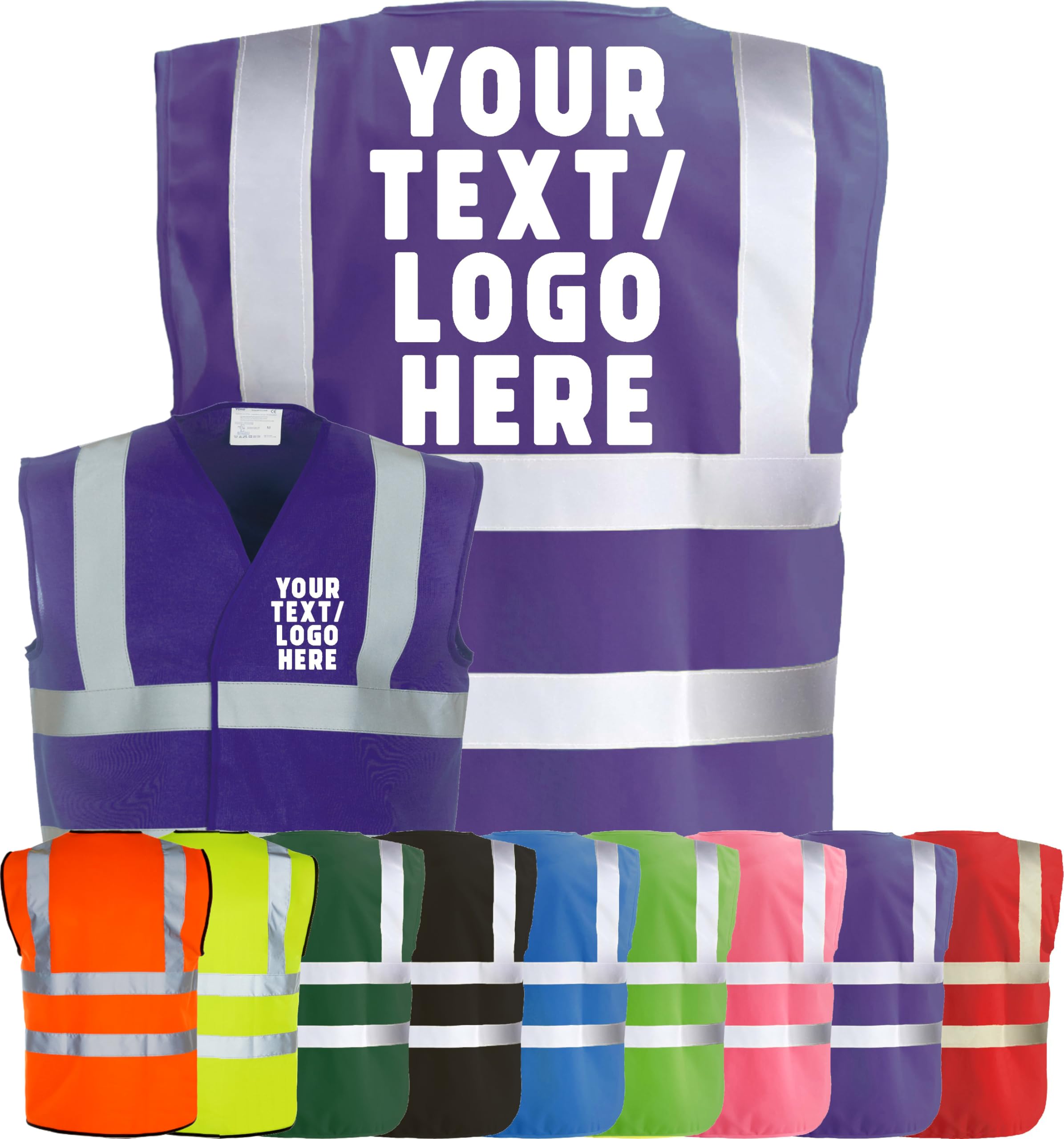 Corporate Togs Personalised Custom Printed Hi-Vis Vest - Printed High Visibility Safety Vest with Reflective Bands & Braces, Fully EN471 Health & Safety Compliant - Safety Apparel