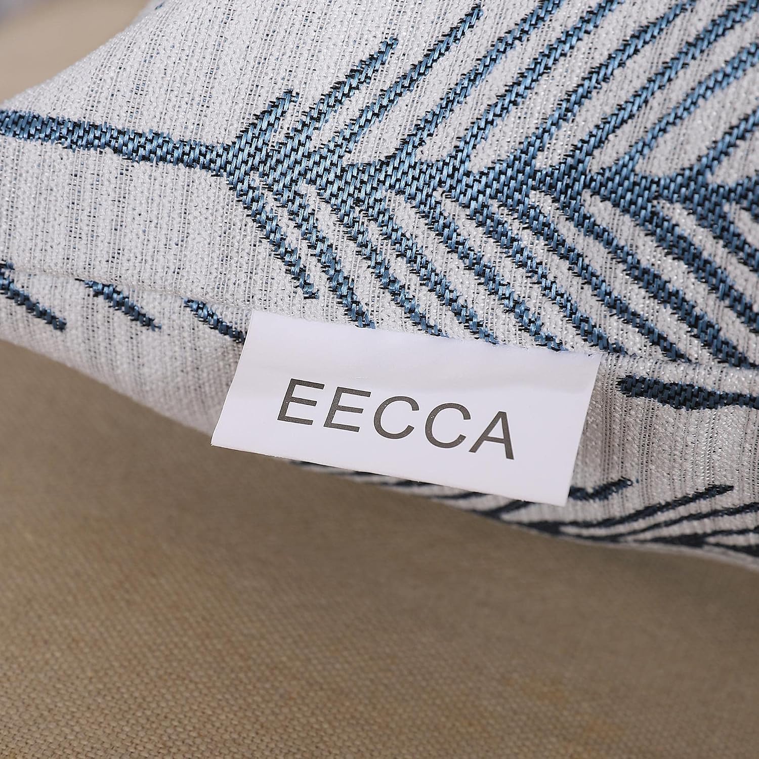EECCA 2-Pack Microfiber Linen Textured Background Jacquard Square Throw Pillow Cover Decorative Pillow for Bedroom Living Room Cushion Cases Bed Sofa,Blue,20x20 Inches