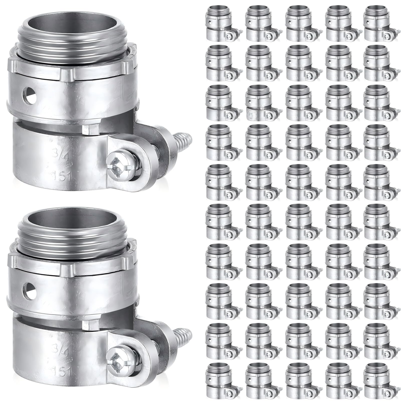 Yaocom 50 Pack 3/4-Inch Squeeze Connectors Fittings FMC Flexible Metal Conduit Squeeze Box Cable Connectors for EMT Electrical Conduit Fittings