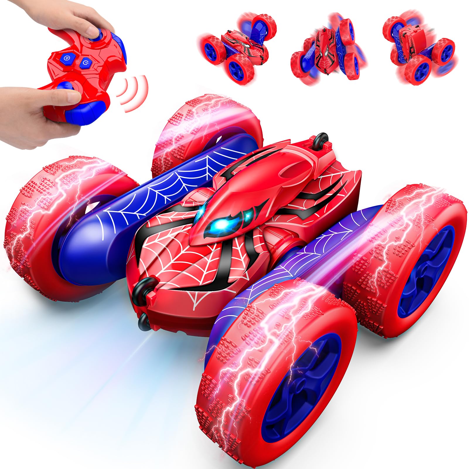 Remote Control Car,Double Sided 360° Rotating 4WD RC Cars Toys for 3-12 Year Old Boys 2.4GHz Electric Rechargeable Race Stunt Birthday Halloween Christmas Easter Toys for Boys 4-6 3-4
