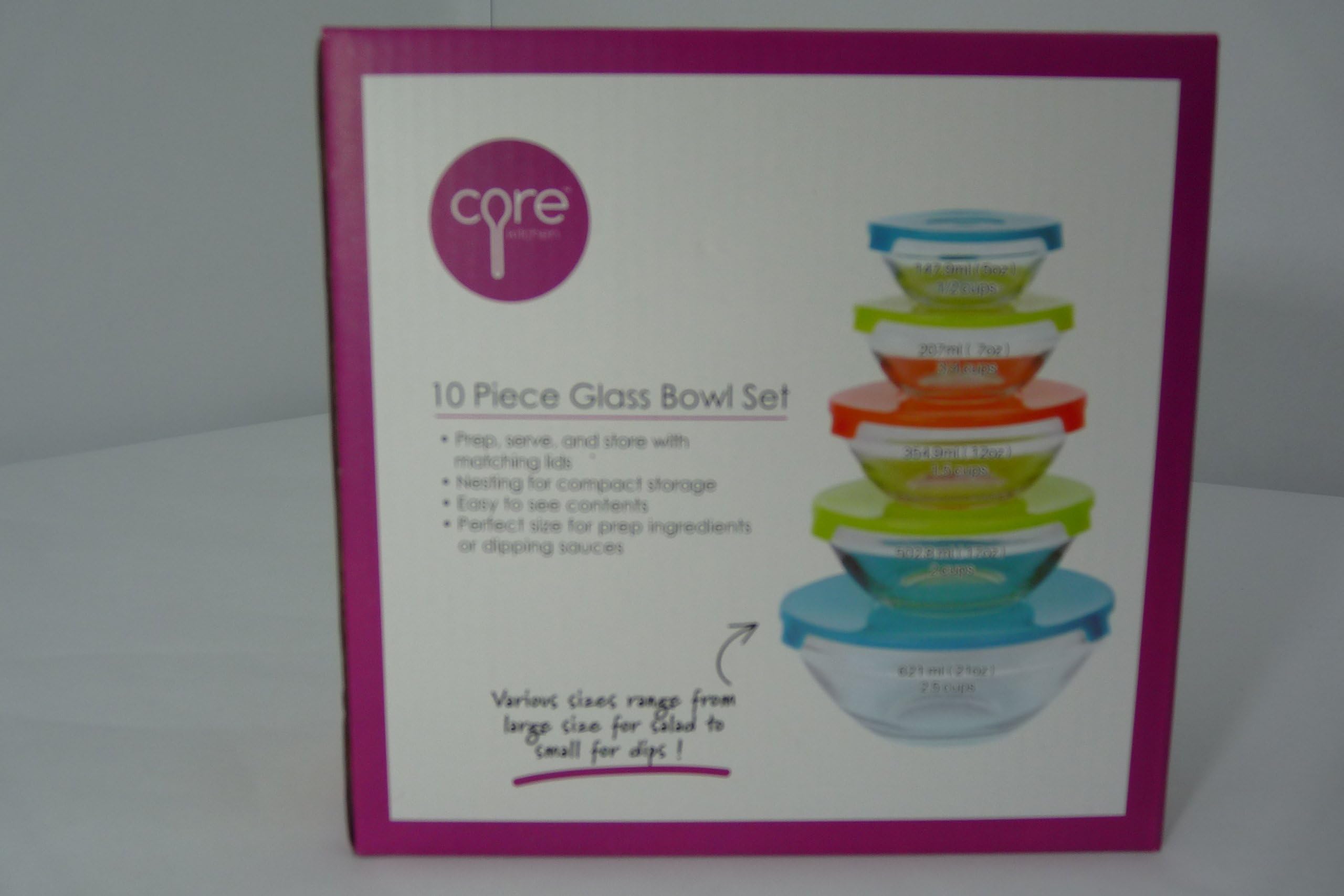 Core Kitchen 10 Piece Glass Bowl Set