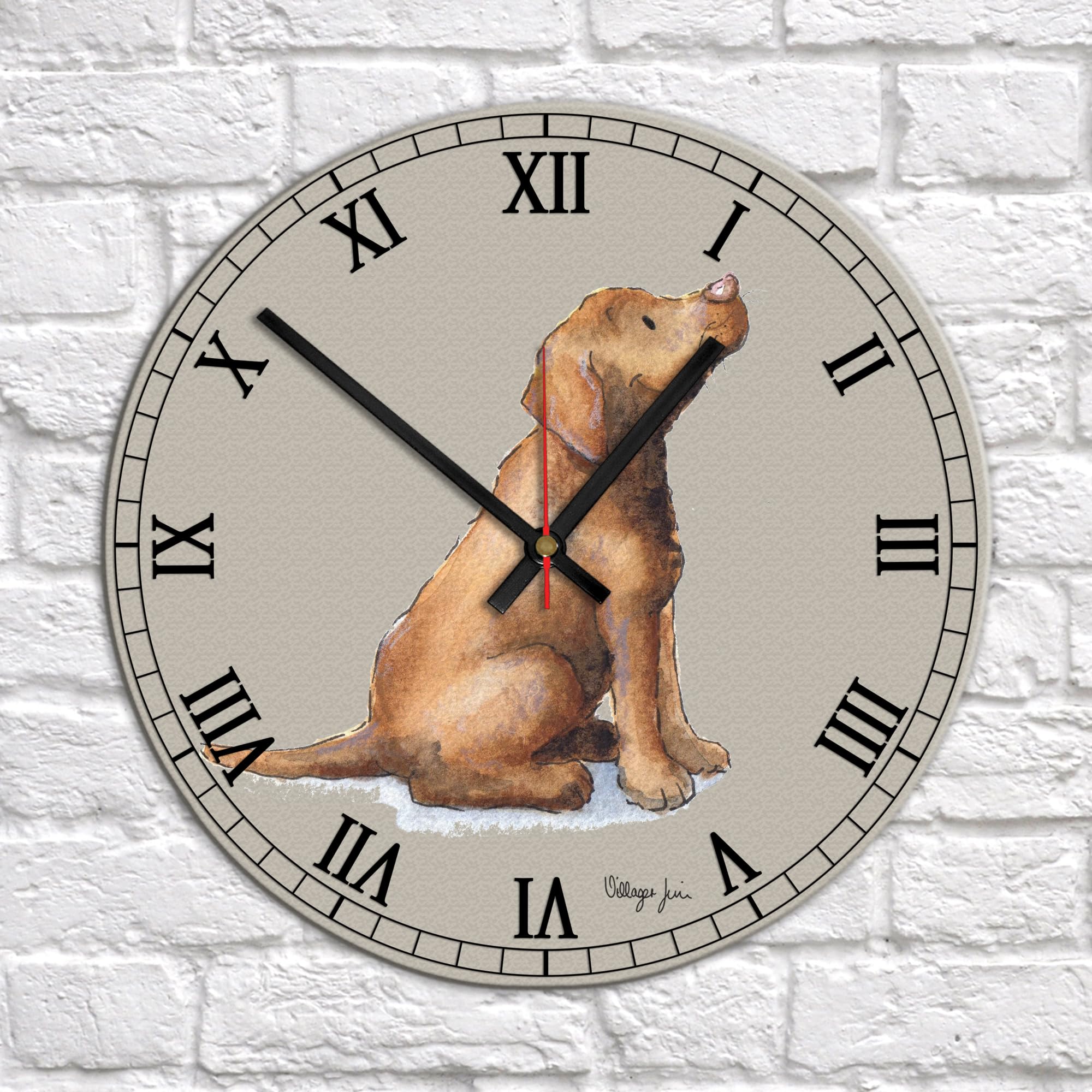 Image Industry Labrador Chocolate Clock - Glass Clock - Wall Clock - Dog Lovers - Dog Gift