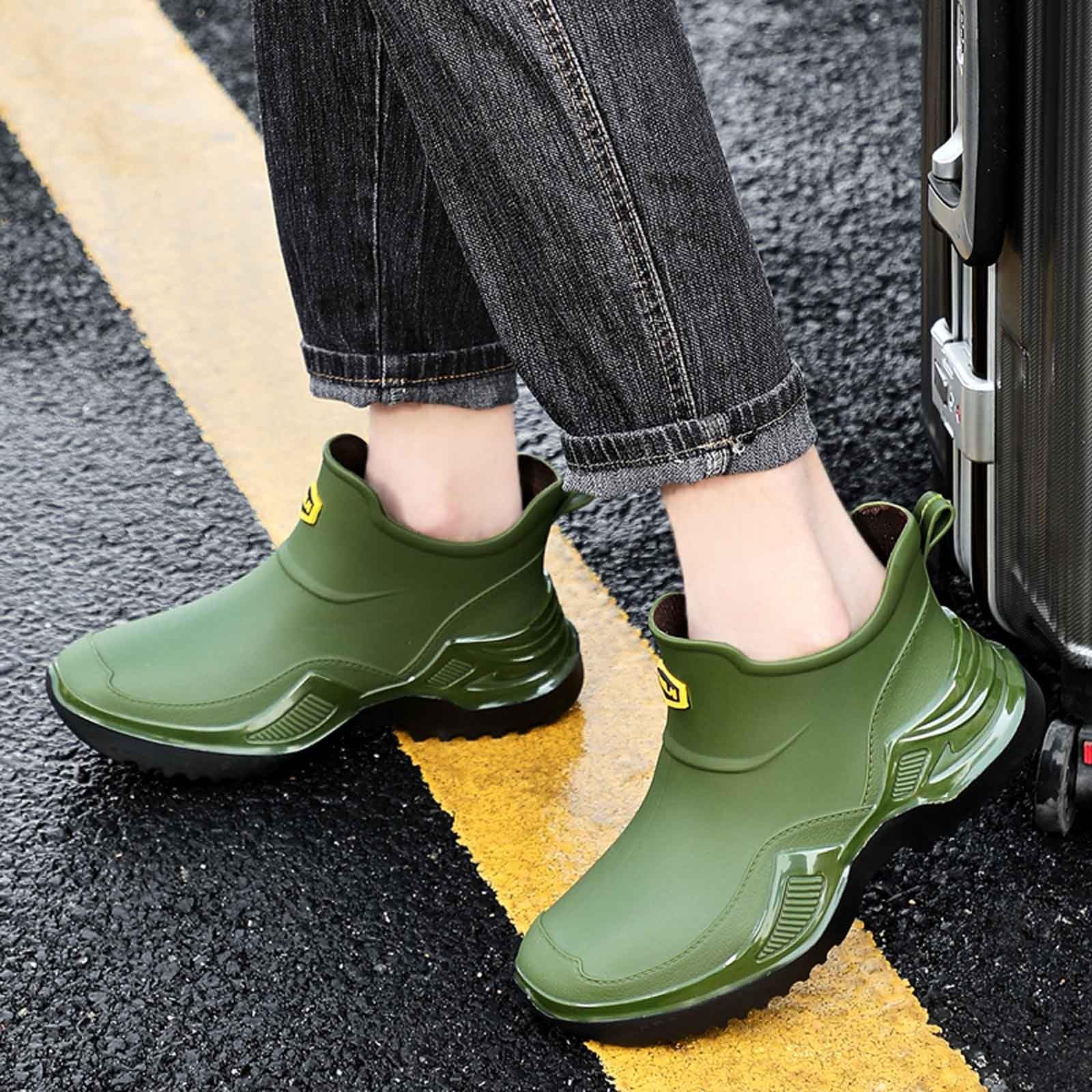 Stivali di Gomma Uomo Impermeabili Antiscivolo Alti e Bassi Stivaletti Platform Eleganti Casual per Pioggia Lavoro Giardinaggio Scarpe Antipioggia Lavabili Autunnali Invernali per Pesca Caccia