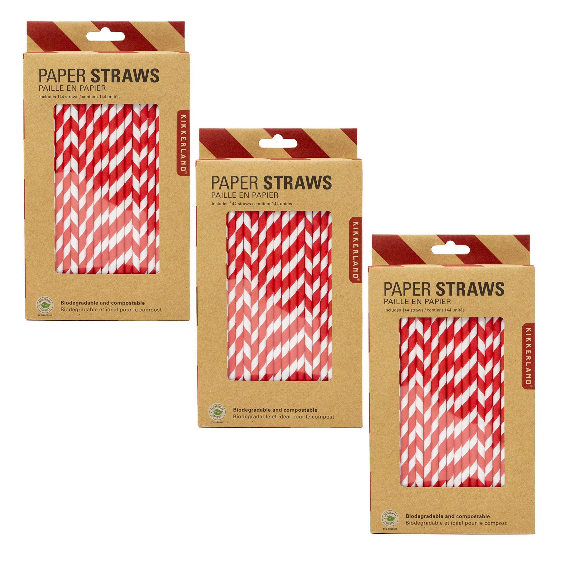 Pailles en papier rouge blanc rayé pour décoration de table anniversaire et mariage