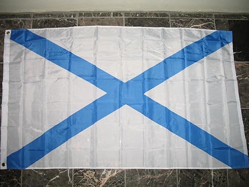 Ant Enterprises Bandera naval rusa de 3 x 5 pulgadas, ojales resistentes a los rayos UV, cabecera de lona de doble costura de alta calidad de 3 x 5