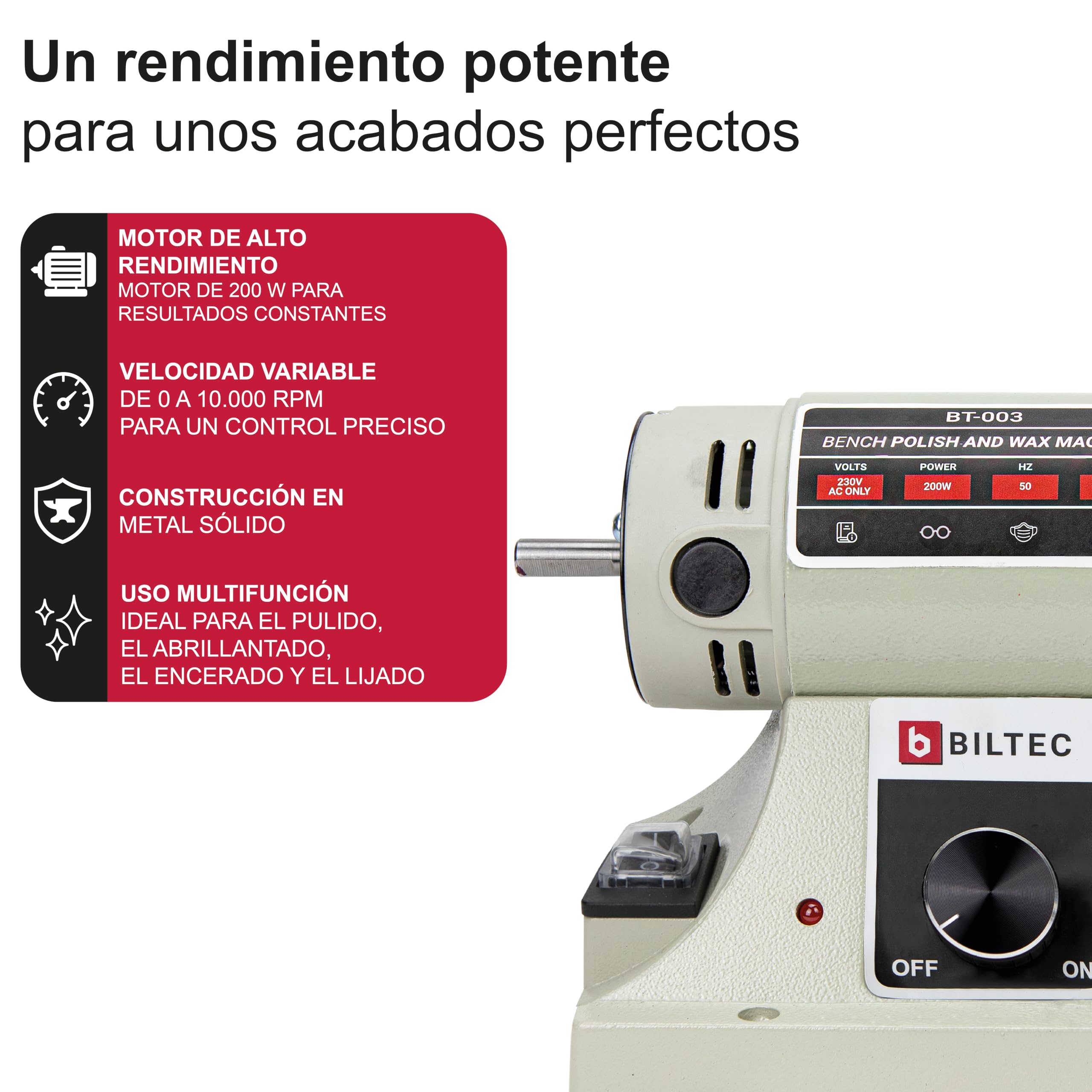 Pulidora de banco, pulidora de mesa, con 2 almohadillas de 75 mm, 200 W, enchufe de la UE, 10.000 RPM, máquina de pulido eléctrica, pulidora pequeña, pulidora de joyas