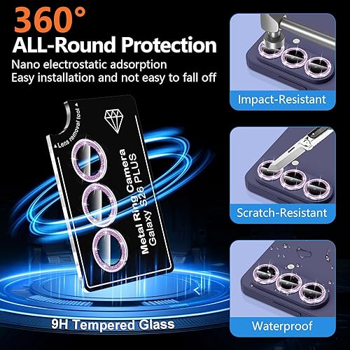 Vista 770 de para Samsung Galaxy Z Flip 7 Protector de Lente de Cámara, Cubierta de Lente de Vidrio Templado con Anillo de Metal Individual, [Fuerte Adhesión] 1